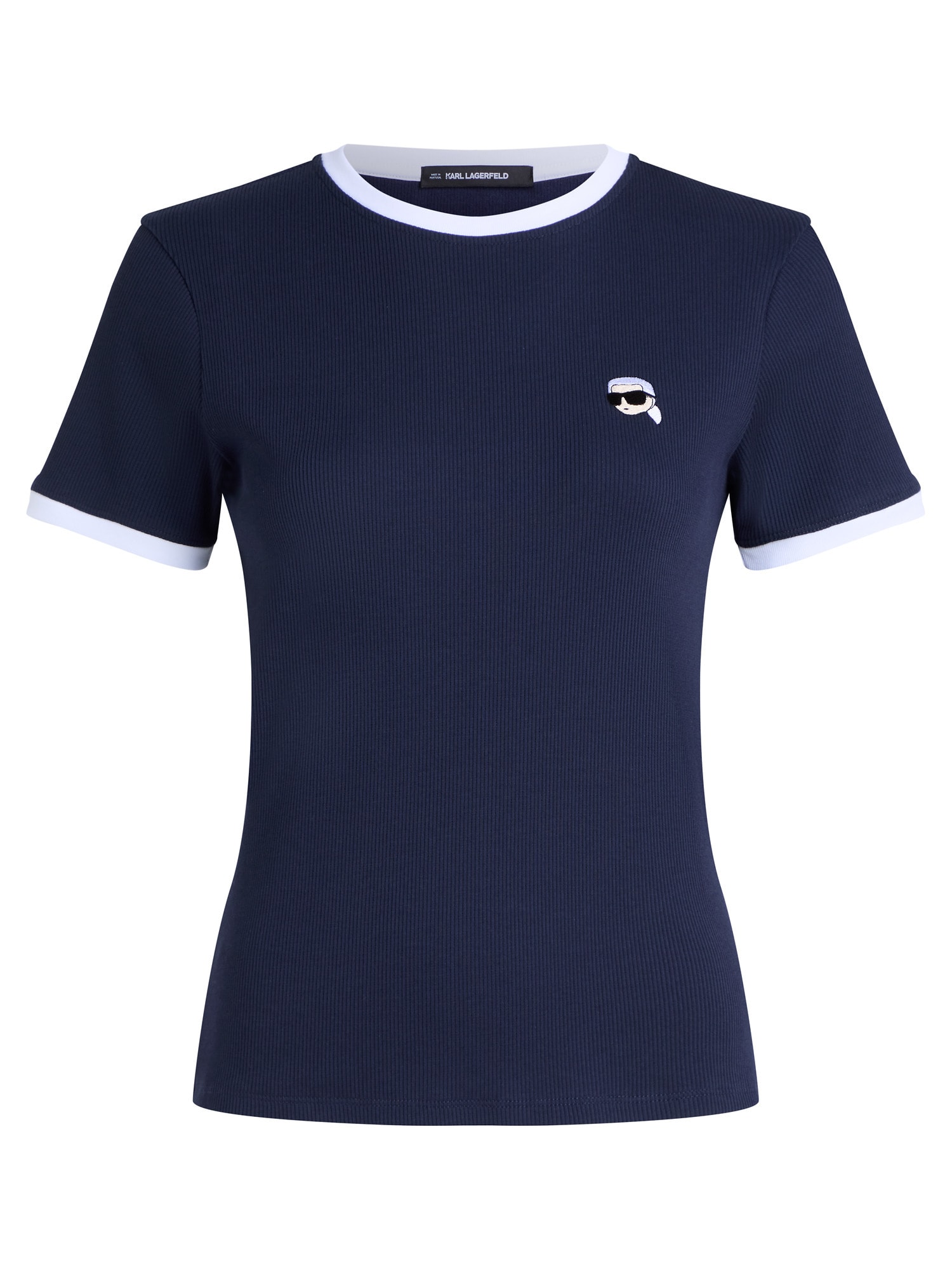 Karl Lagerfeld Tricou Ikon  albastru închis / negru / alb