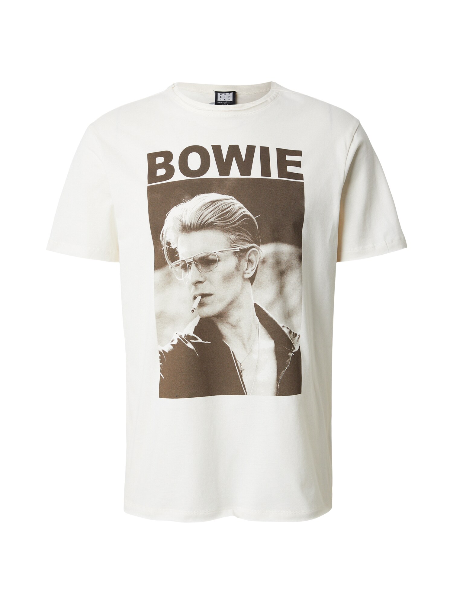 AMPLIFIED Tricou 'DAVID BOWIE - CIGARETTE'  maro închis / alb murdar