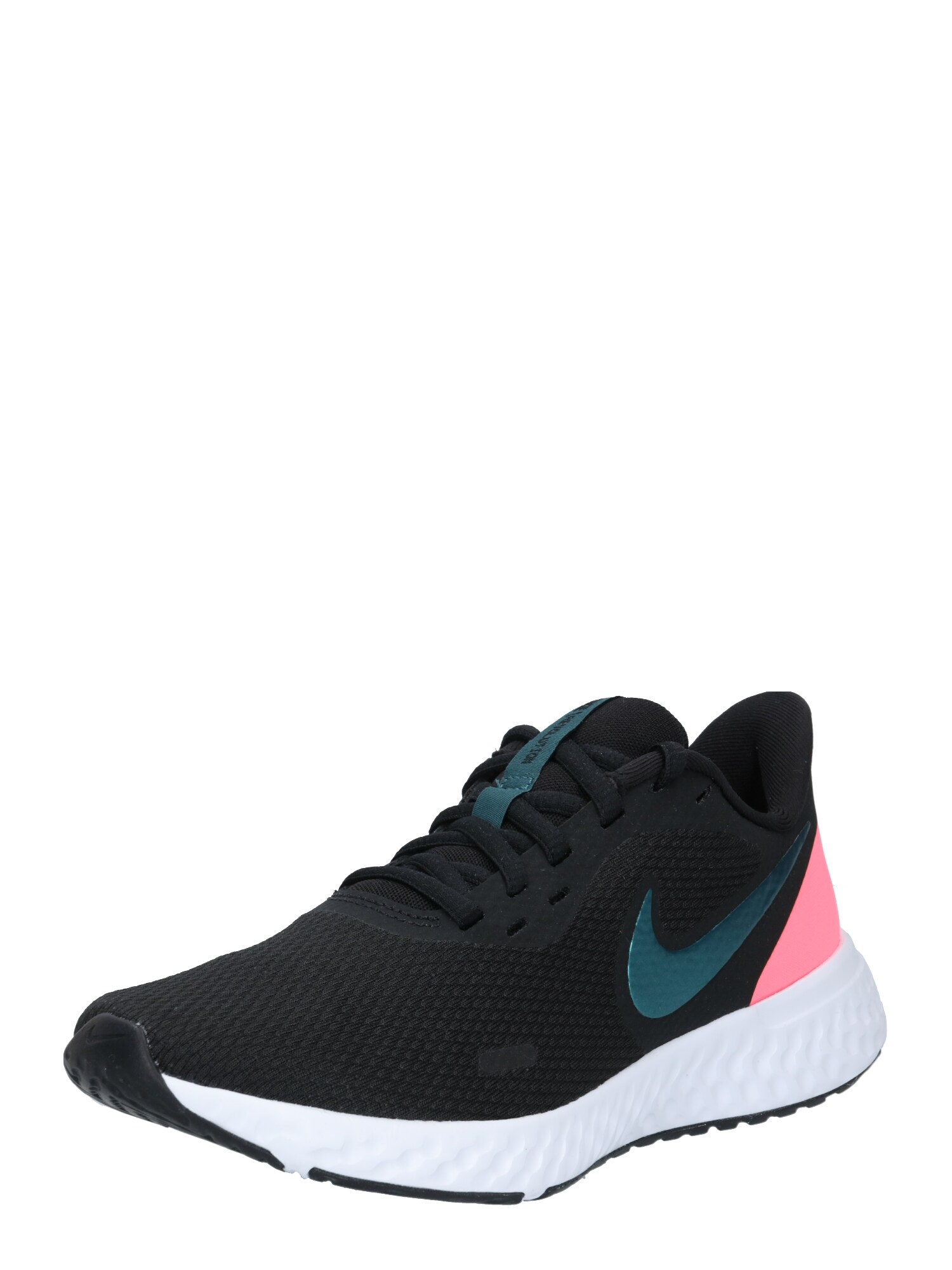 NIKE Bėgimo batai 'Revolution 5'  balta / juoda / rožių spalva / tamsiai mėlyna