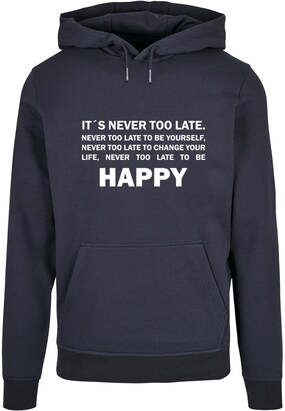 Merchcode Sweatshirt ‘Never Too Late’ Navy / Wit