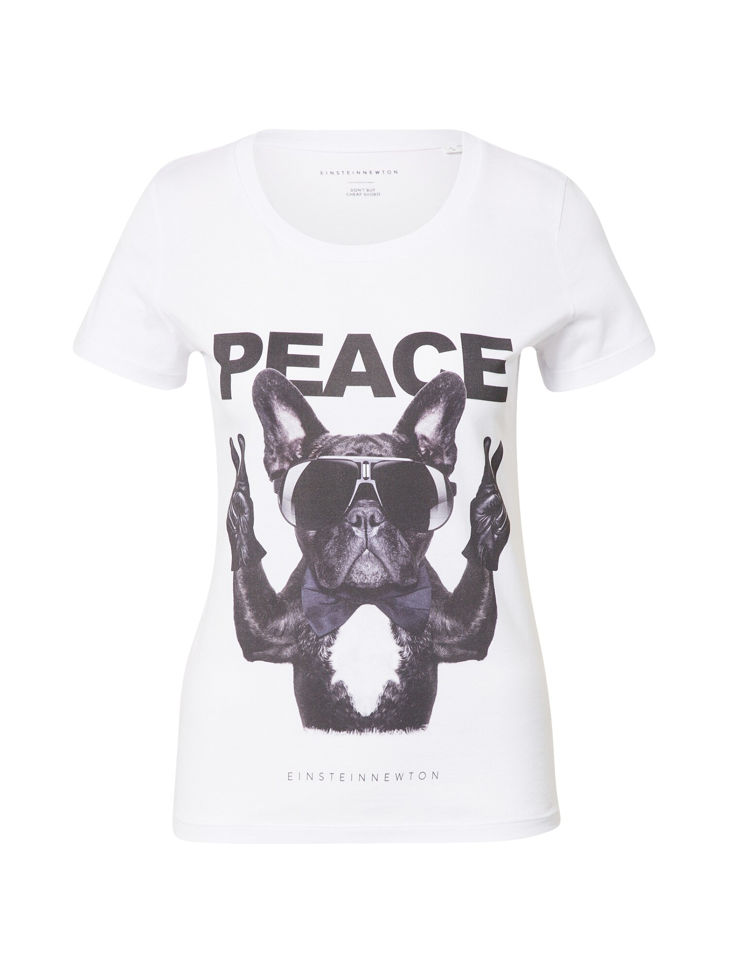 EINSTEIN & NEWTON Tricou 'Frenchie'  negru / alb