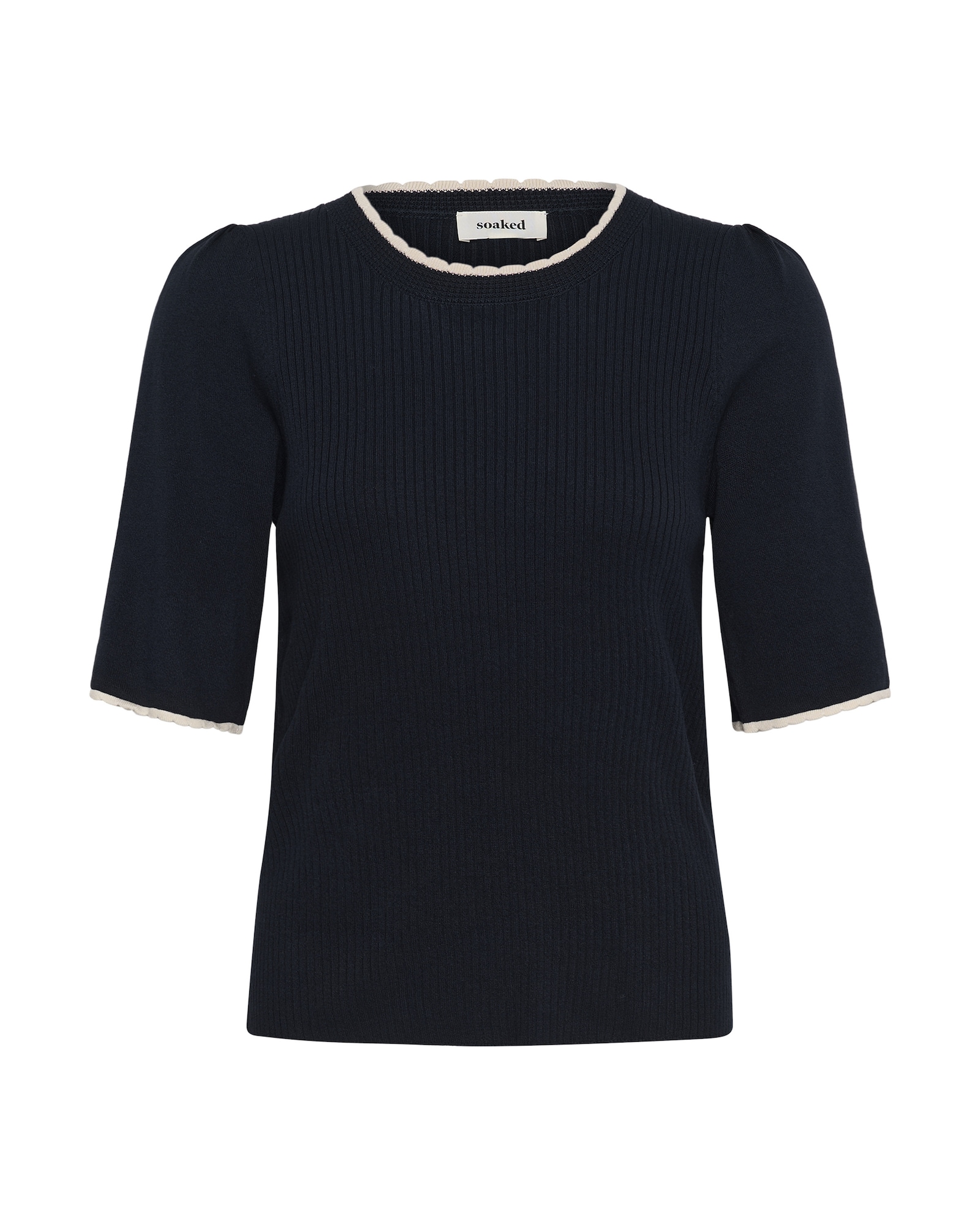 SOAKED IN LUXURY Camiseta 'Lysandra Adrianna' azul noche / blanco
