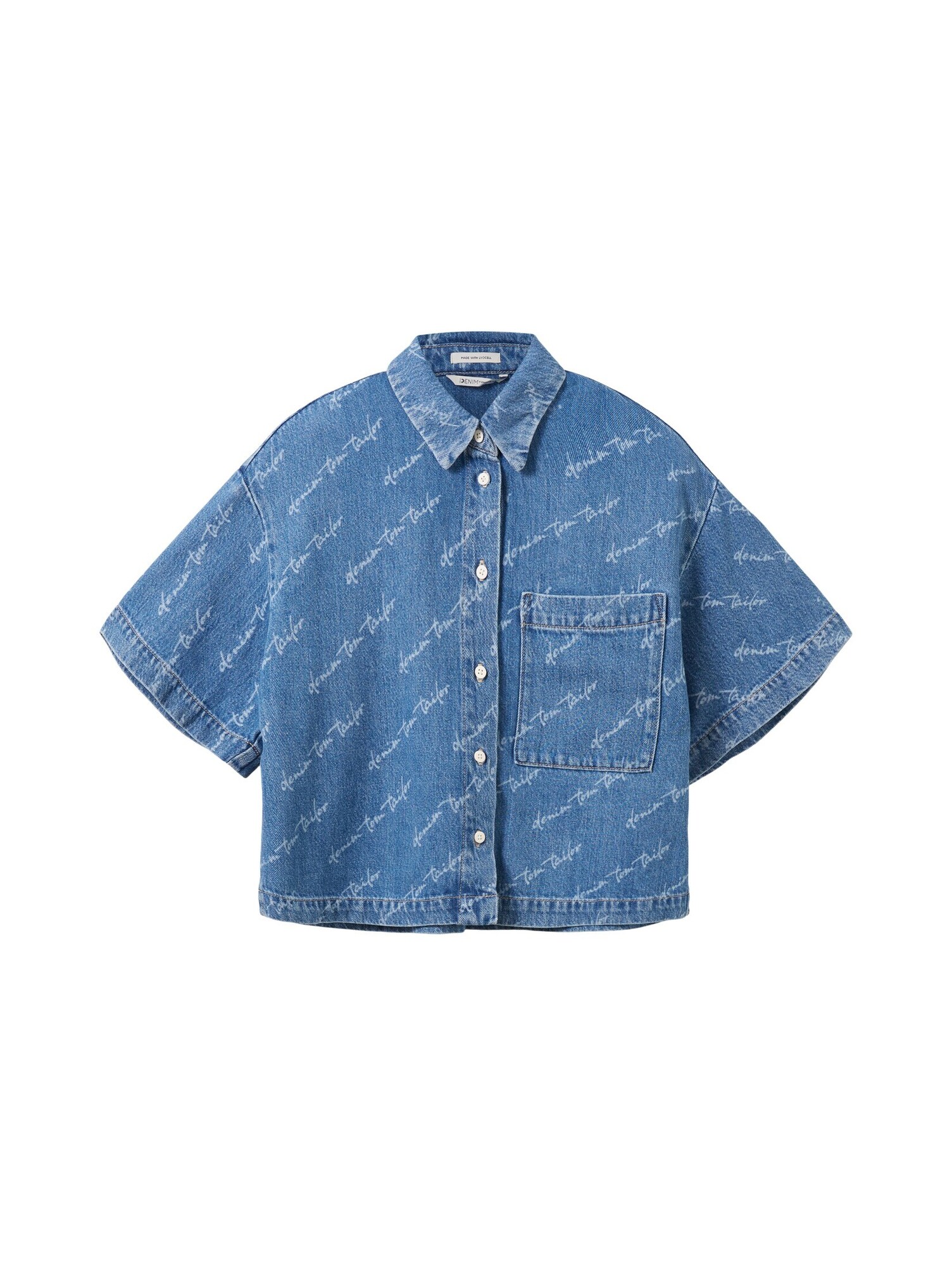TOM TAILOR DENIM Blúzka  modrá denim / šedobiela