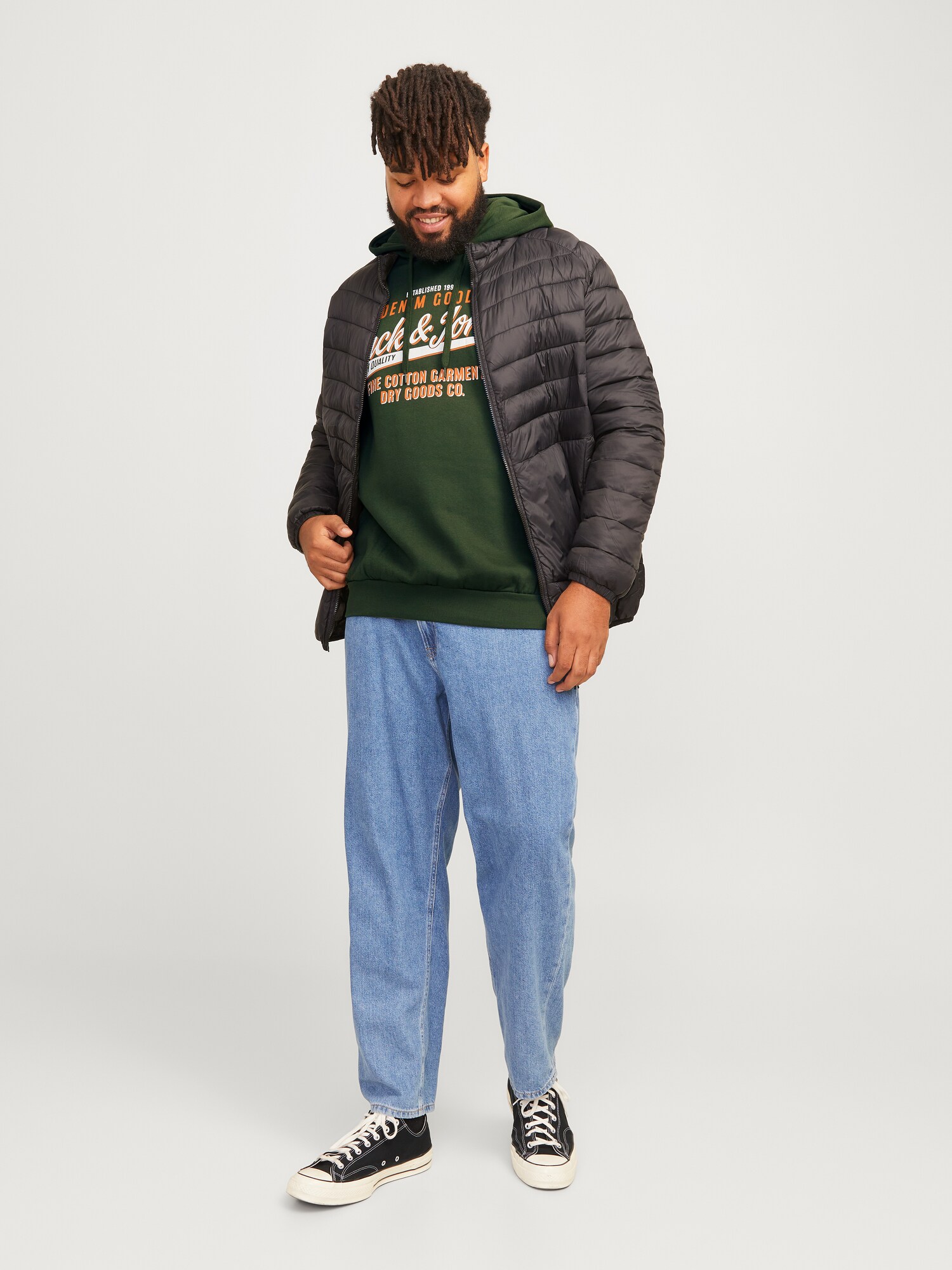 Jack & Jones Plus Tréning póló  olíva / mandarin / fehér termék 2. képe