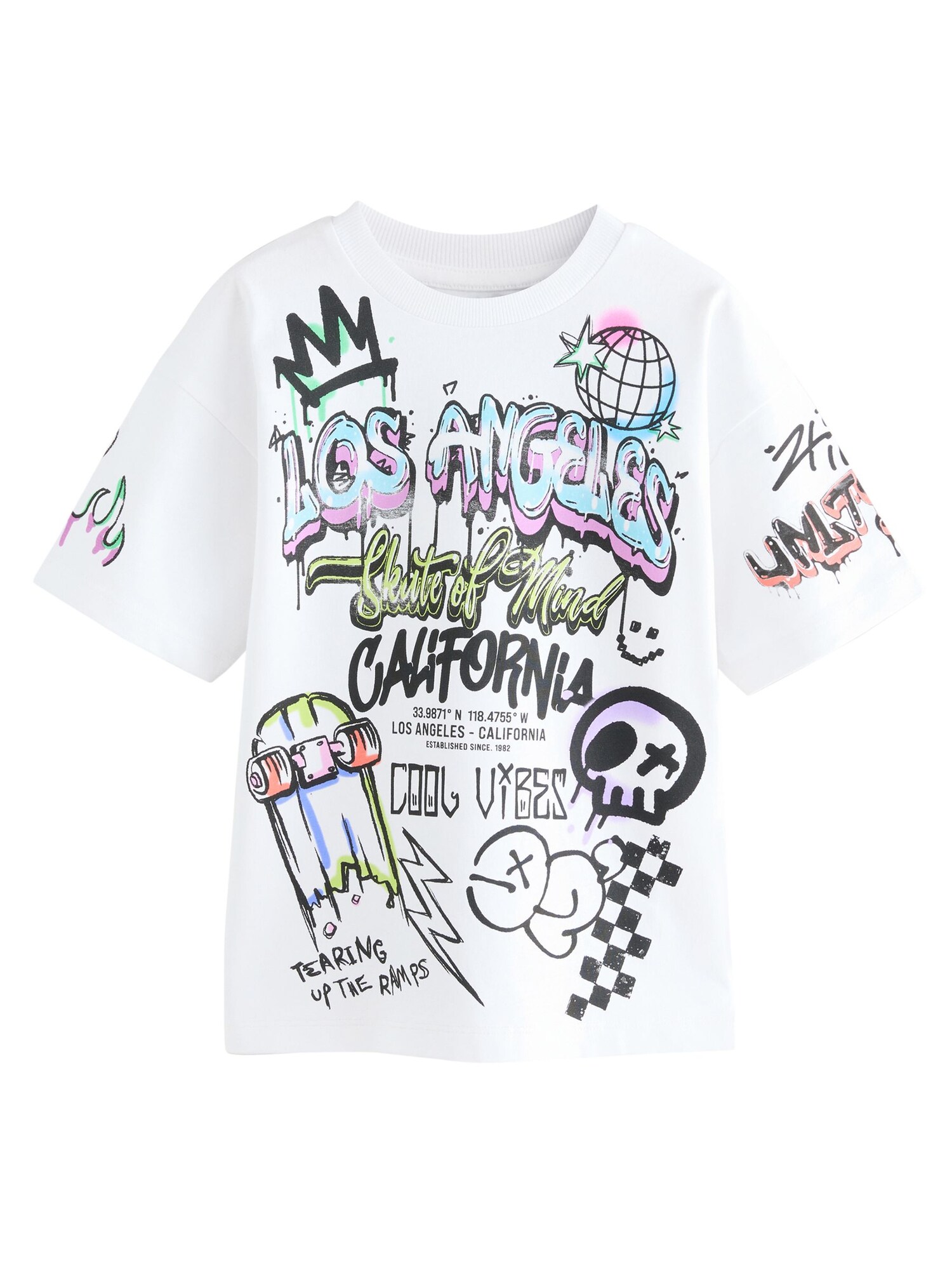 Next Tricou  albastru deschis / verde kiwi / negru / alb