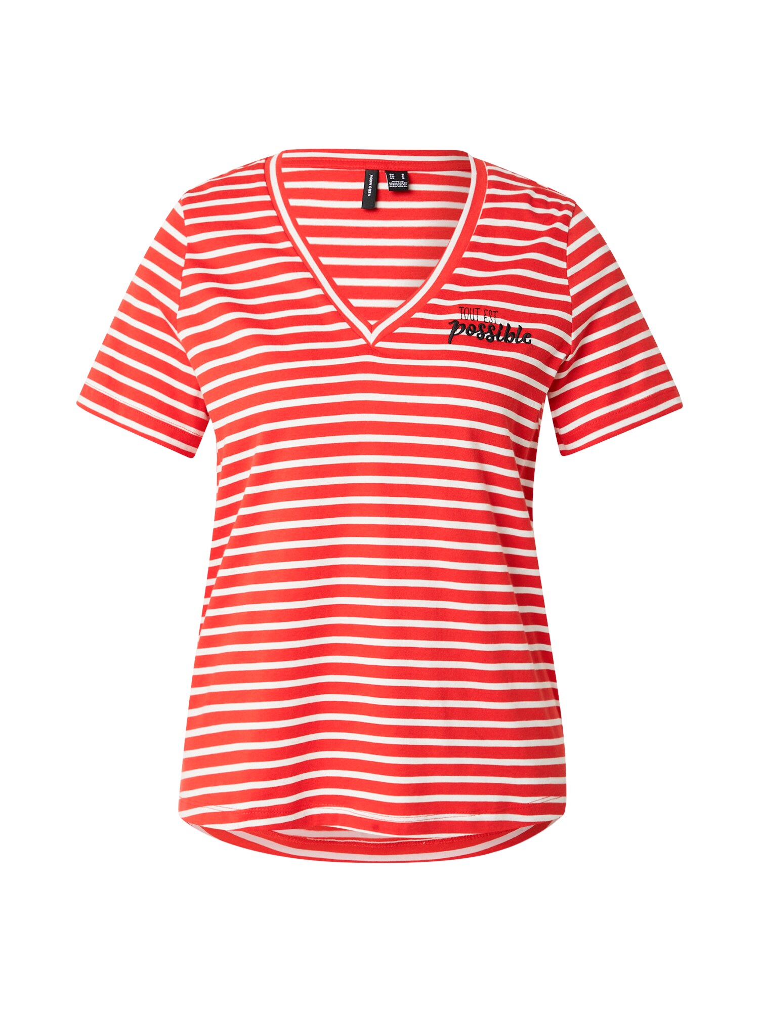 VERO MODA Póló  rikító piros / fekete / fehér akciós termékkép 1