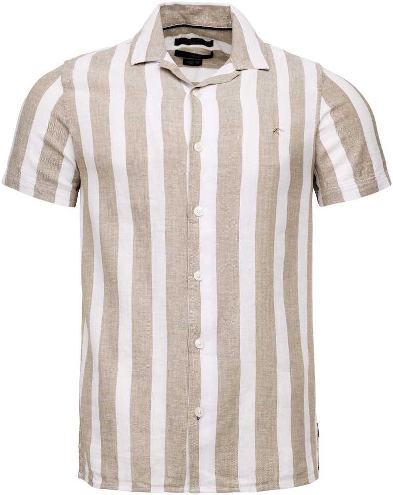 INDICODE JEANS Hemd Herren Größe 37/38 beige / weiß