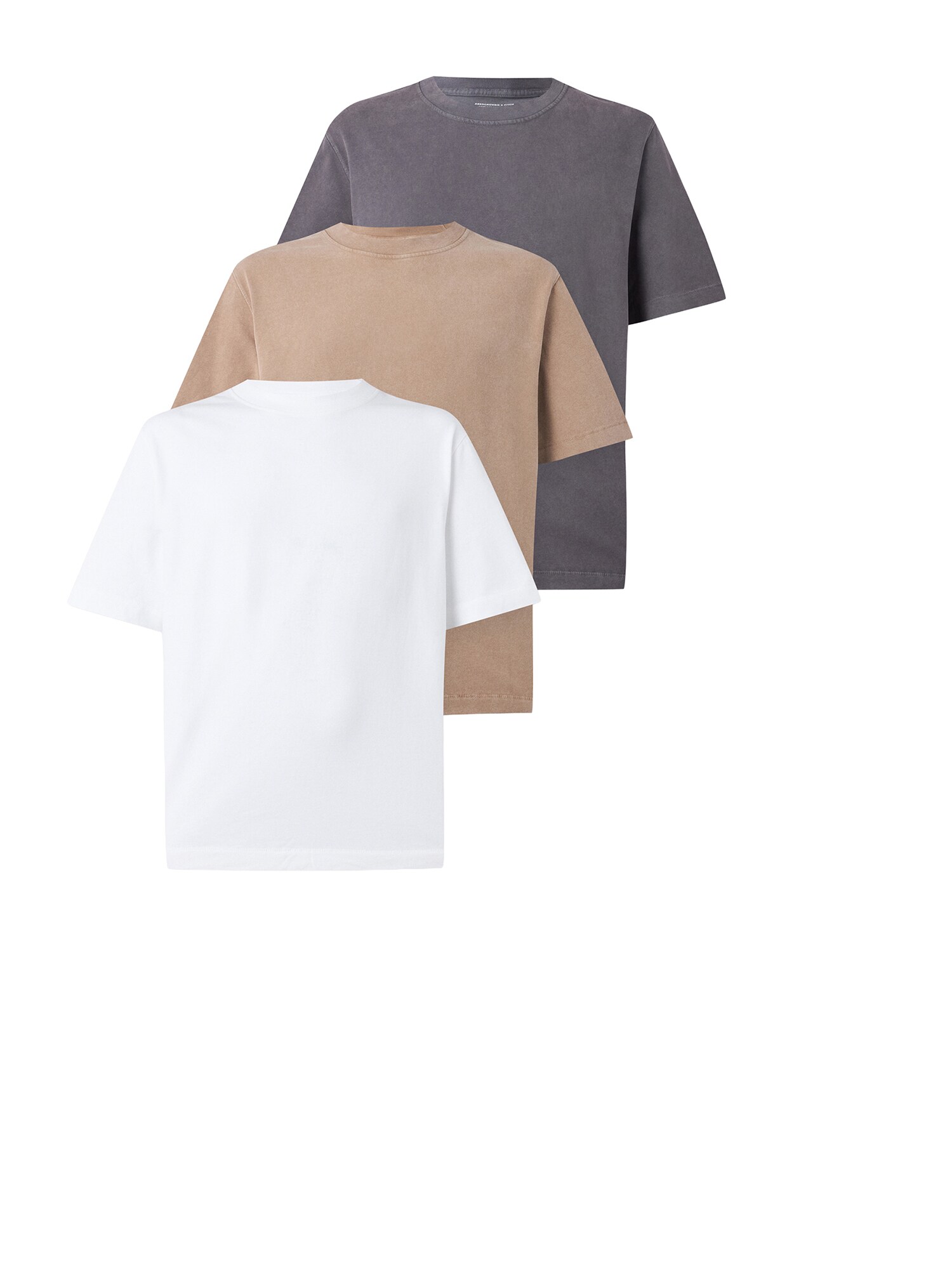 Abercrombie & Fitch Tricou PREM HW 2.0 maro / gri grafit / alb