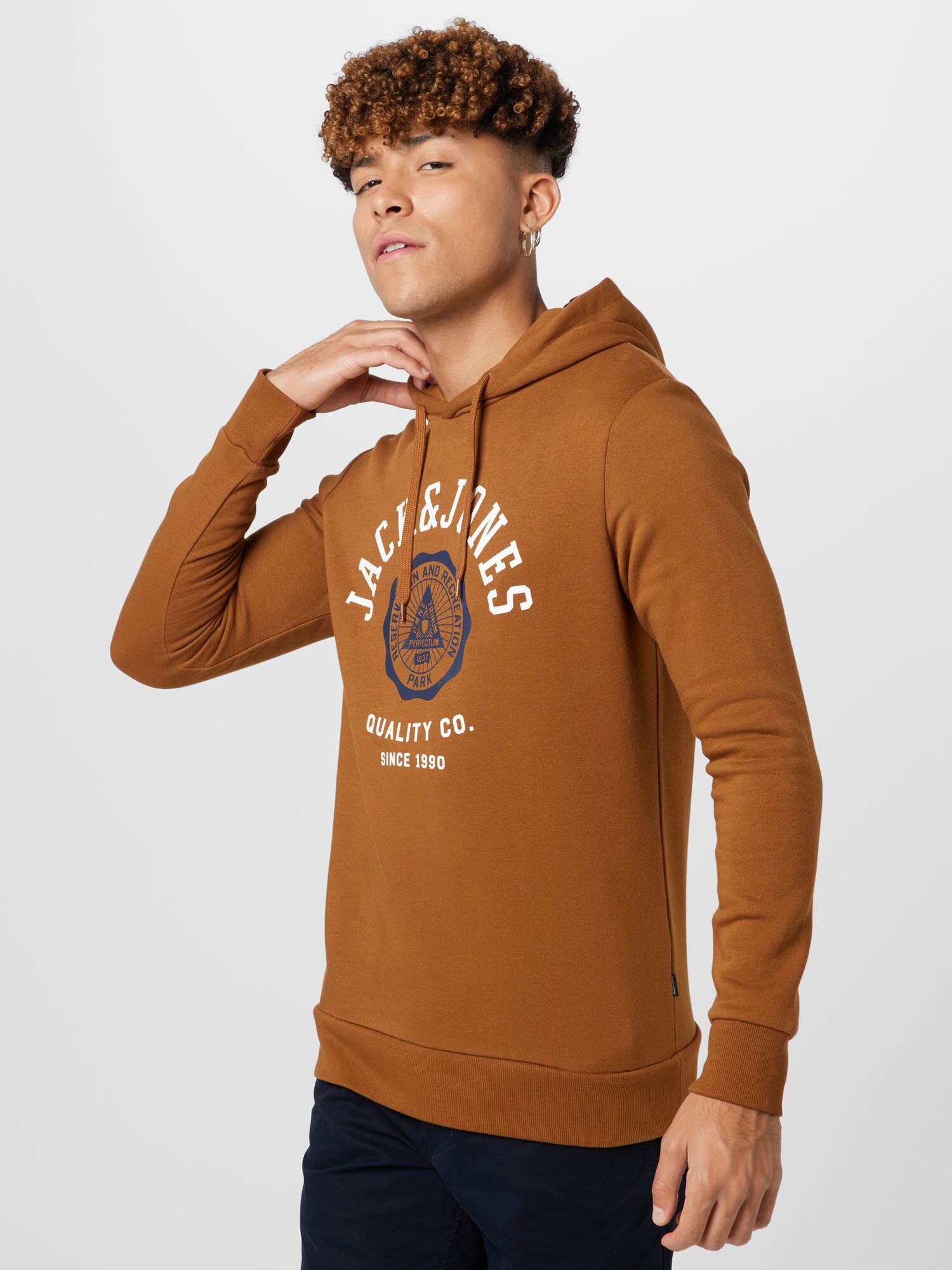 JACK & JONES Mikina  modrosivá / hnedá / biela (obrázok 2)