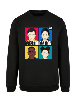 F4NT4STIC Sweatshirt ‘Sex Education Teen Illustrated Netflix TV Series’ Blauw / Geel / Zwart / Wit