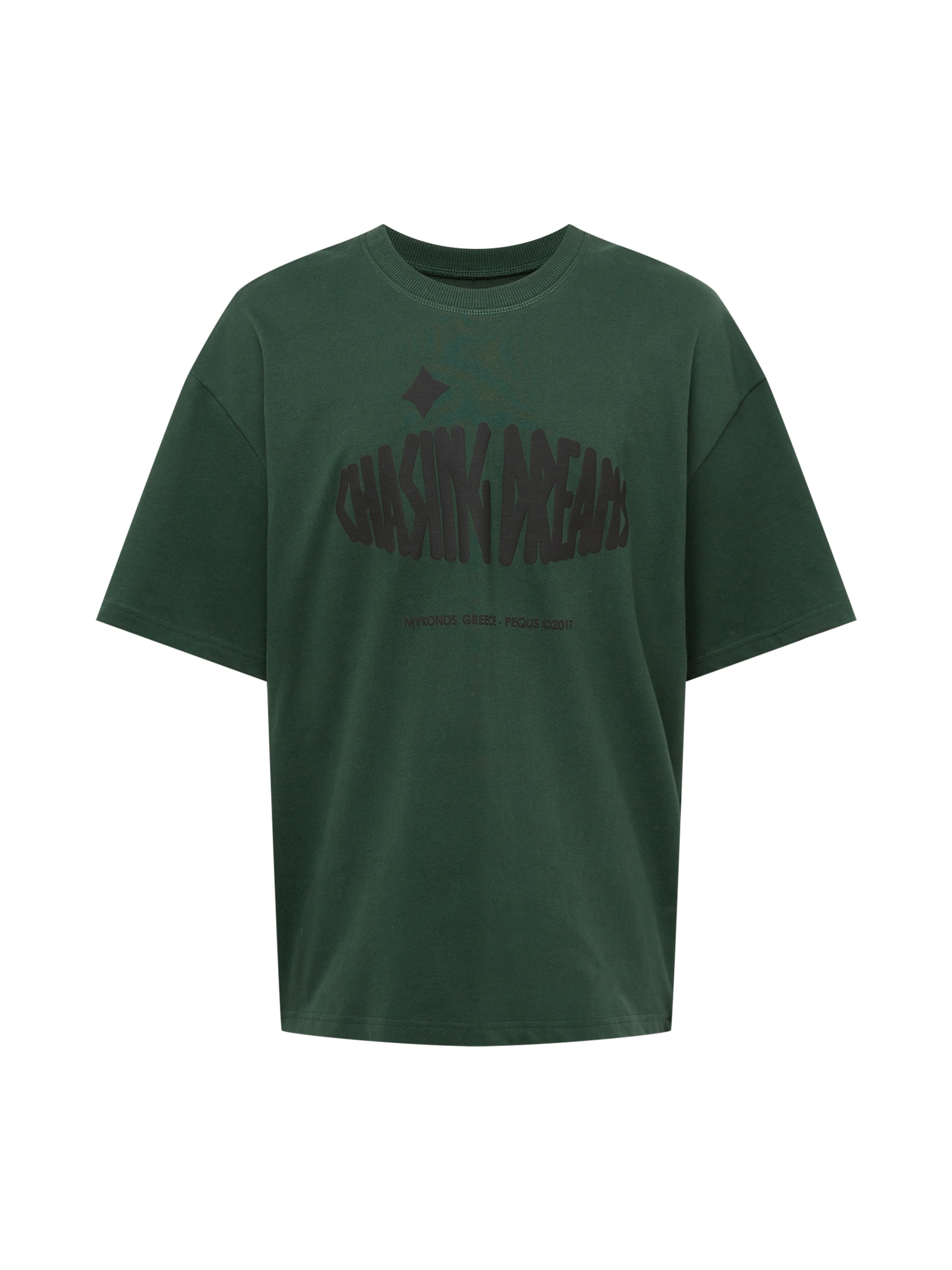 Pequs Marškinėliai 'CHASING DREAMS' antracito spalva / tamsiai žalia