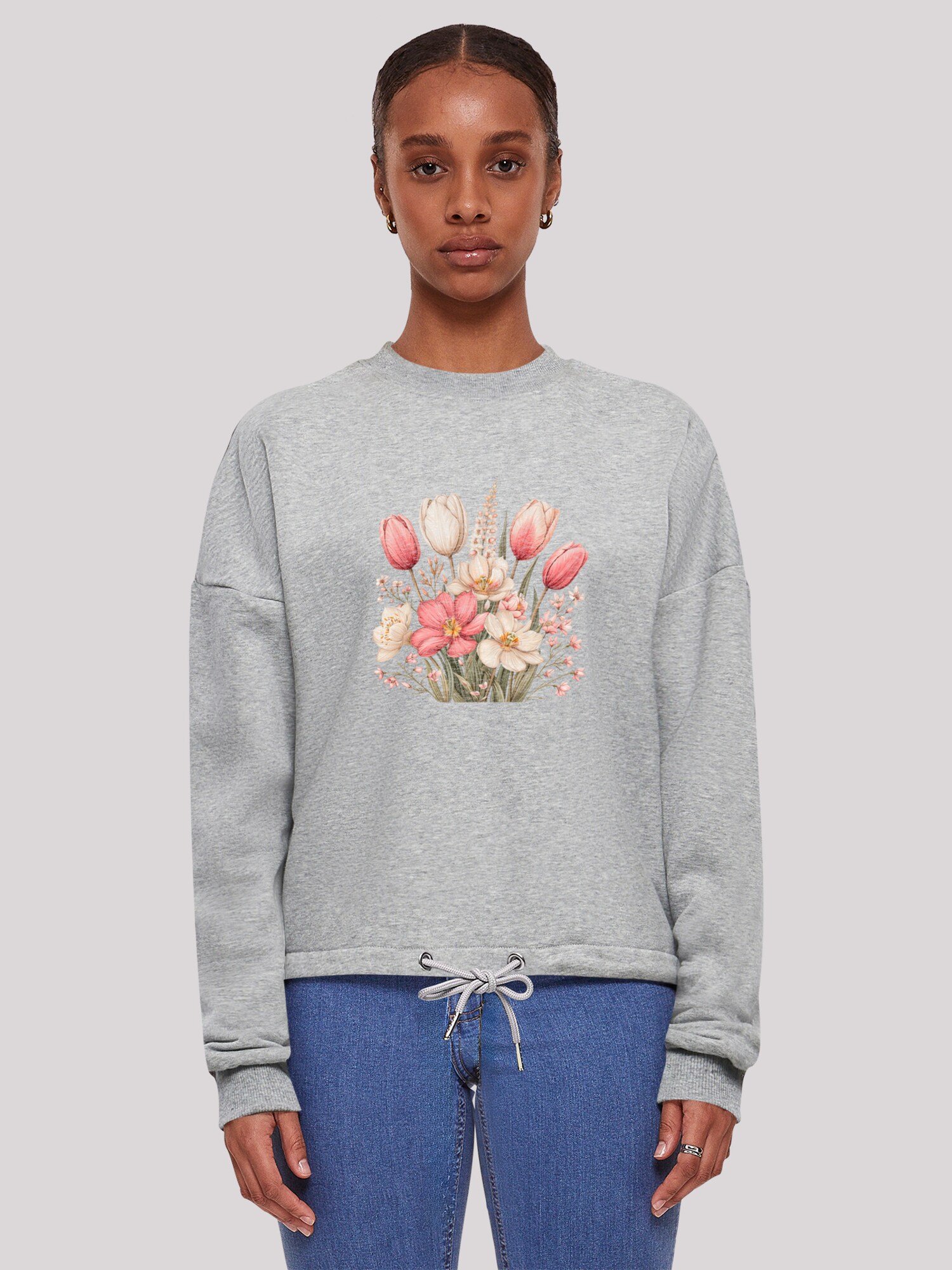 Thumbnail - F4NT4STIC Sweatshirt Rosa Weißer Frühlingsblumenstrauß