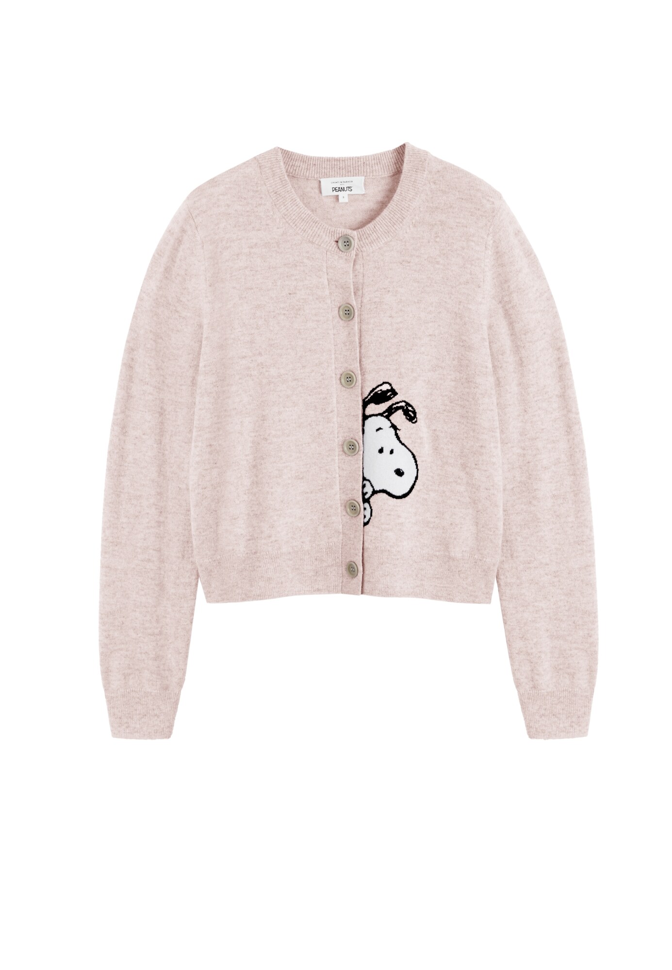 Chinti & Parker Cárdigan 'Sneeky Snoopy' rosa moteado / negro / blanco