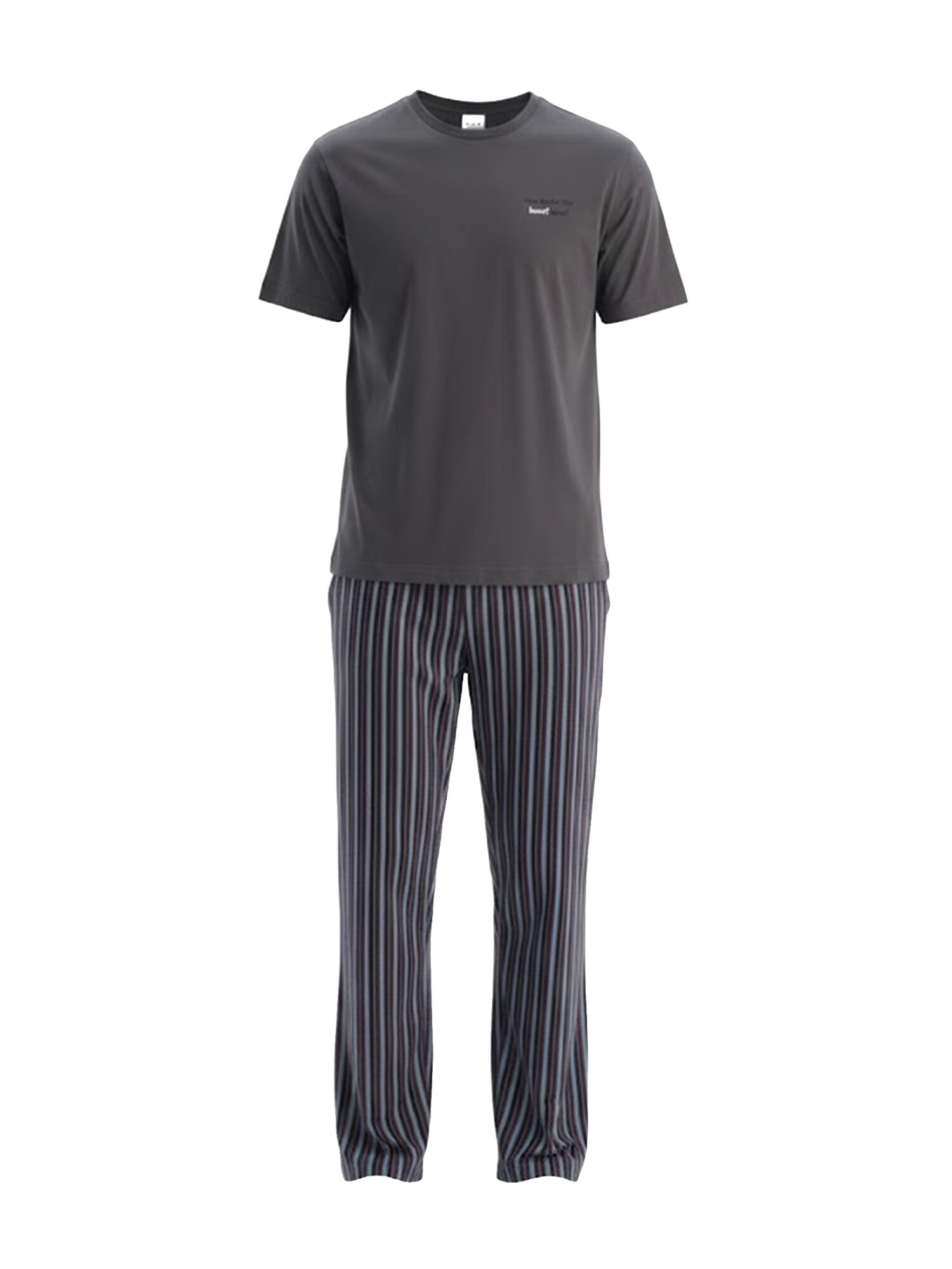 Dagi Pijama lungă  gri închis / roșu burgundy / negru