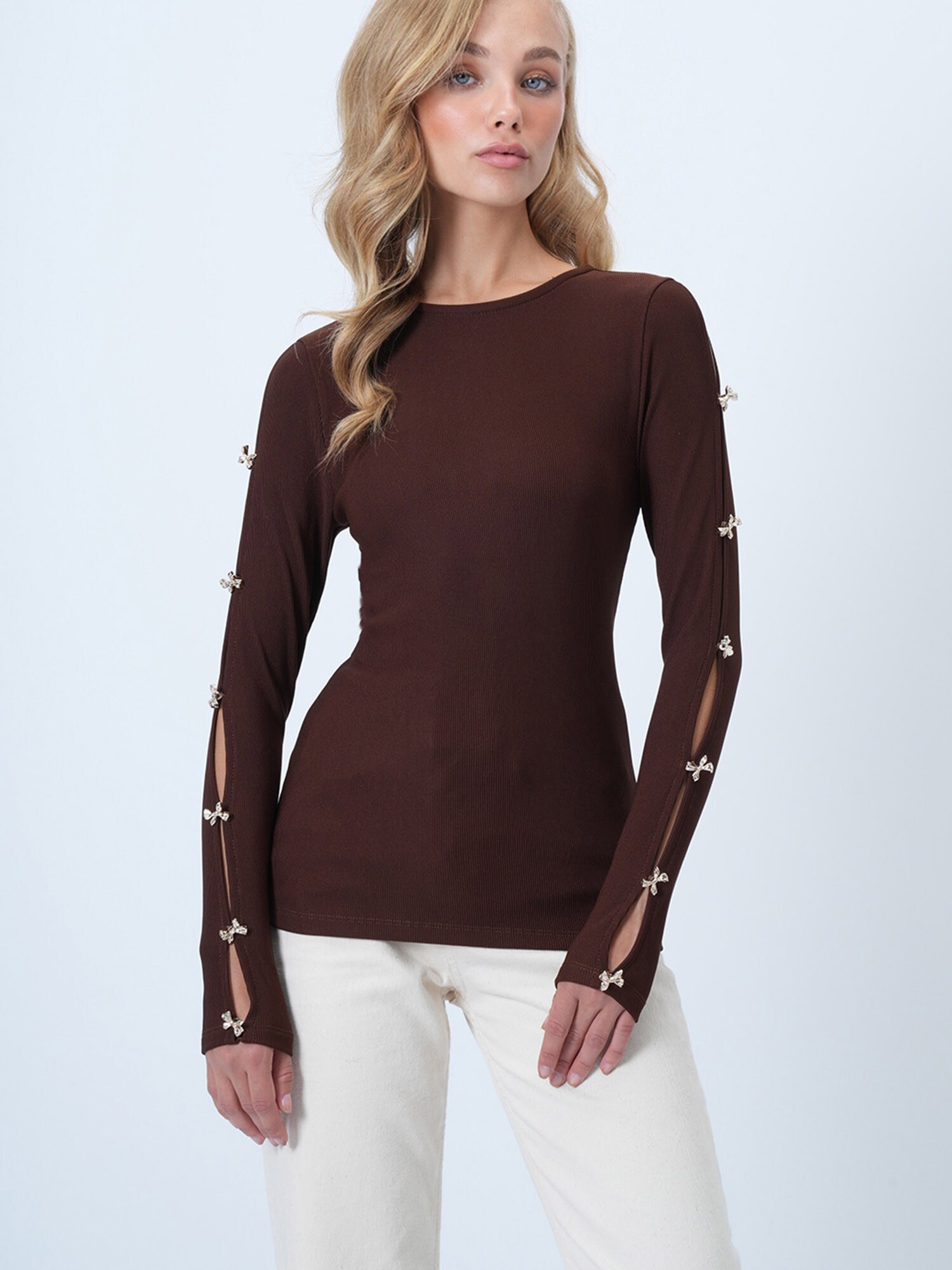 Trend Alaçatı Stili Majica  tamno smeđa