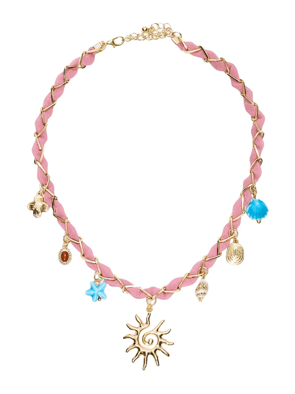 Halsband azur / guld / ljusrosa