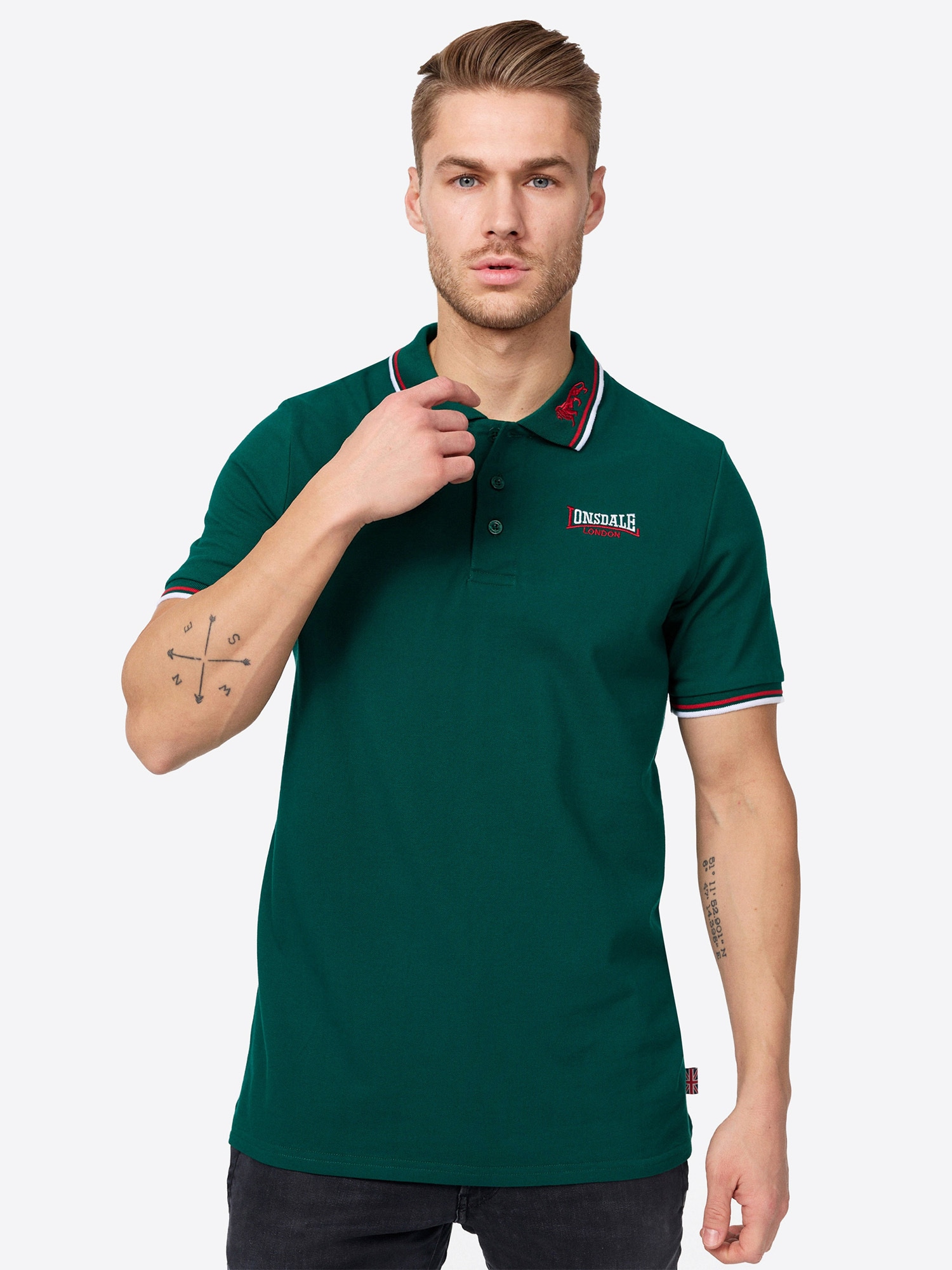 LONSDALE Póló  zöld / piros / fehér termék 2. képe