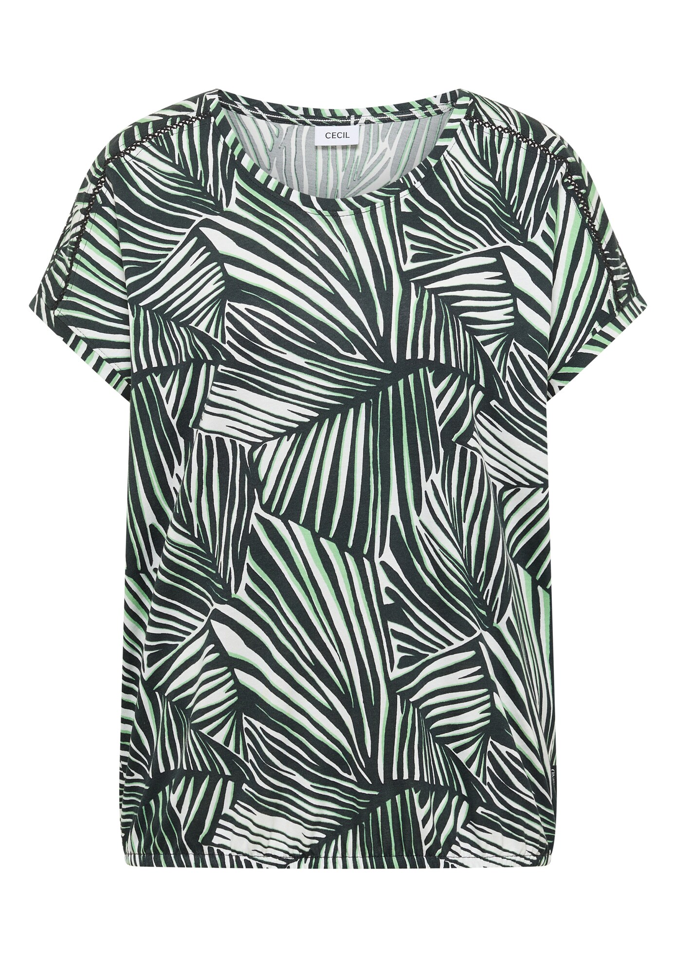 CECIL Tricou verde / alb