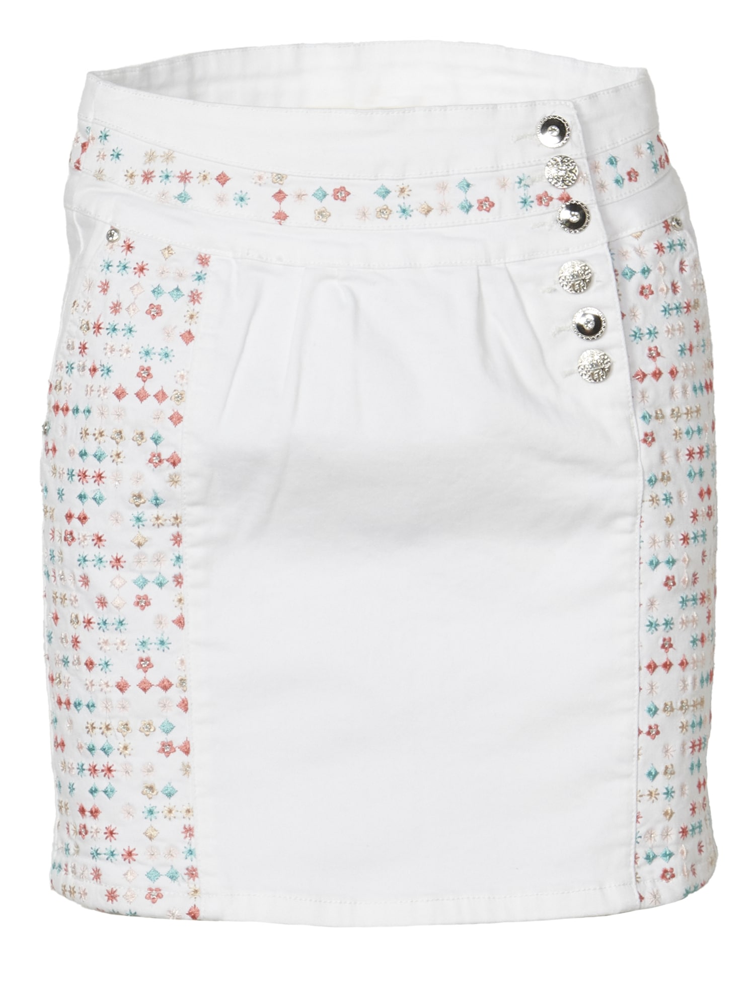 KOROSHI Falda kitt / jade / melón / blanco denim