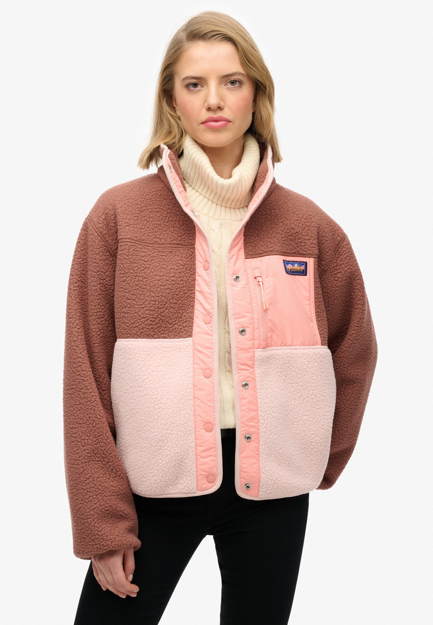 Superdry & Co Jachetă  fleece  maro / roz / roz pastel
