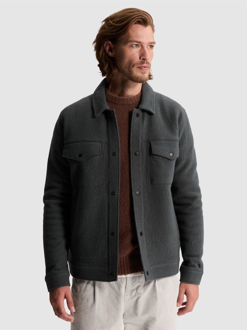 Kofta 'Cardigan in 100% boiled wool with chest pockets'