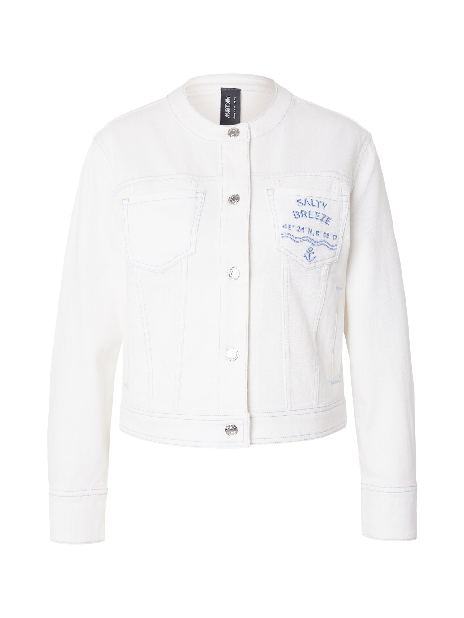 Marc Cain Prechodná bunda  svetlomodrá / biely denim