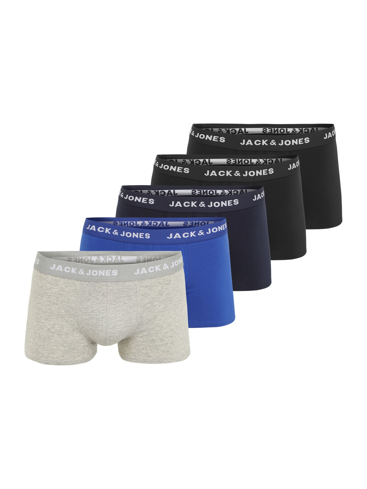 JACK & JONES Boxerky  námornícka modrá / kráľovská modrá / svetlosivá / čierna / biela
