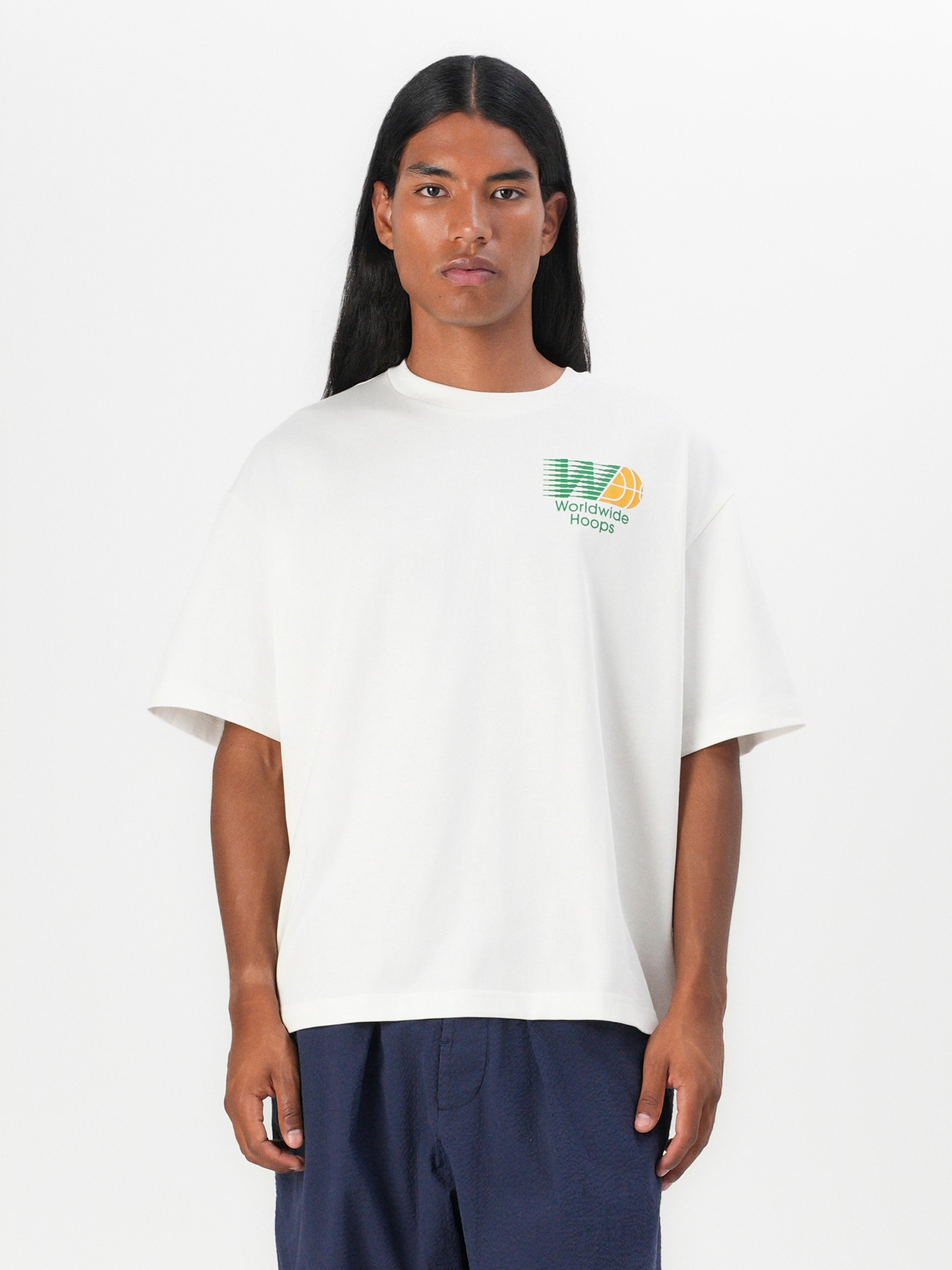 ADIDAS ORIGINALS Camiseta 'GLBL HOOPS' miel / pino / blanco – imagen 3