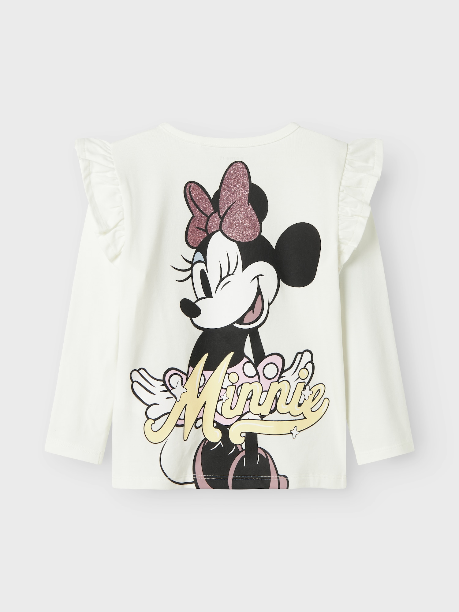 NAME IT Póló 'NMFDESIRE MINNIE'  pasztellsárga / mályva / fekete / fehér termék 2. képe