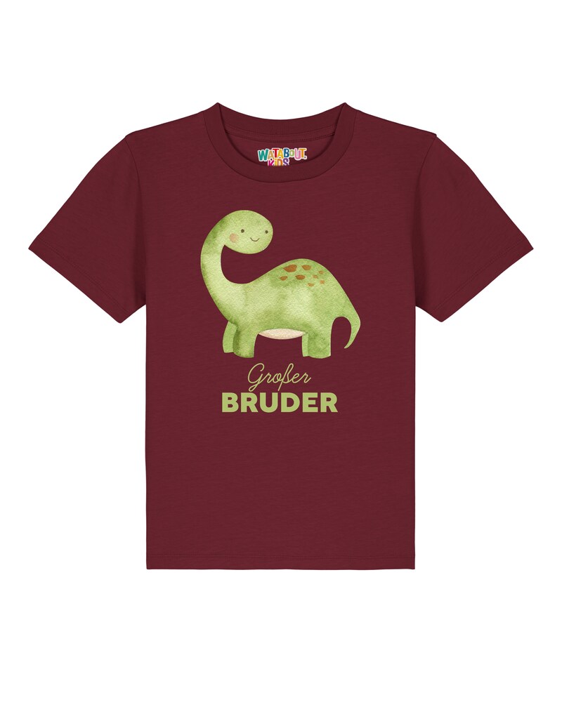 watabout.kids T-Shirt 'Dinosaurier Großer Bruder' Jungen Größe 98/104 braun / apfel / bordeaux / weiß