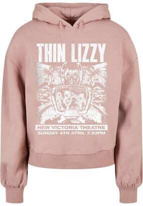 Merchcode Sweatshirt ‘Thin Lizzy – New Victoria Theatre’ Lichtgrijs / Oudroze / Wit