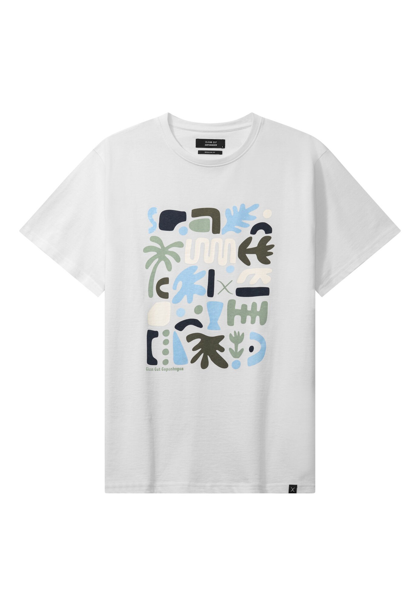 Clean Cut Copenhagen Camiseta 'Huberto'  beige / azul claro / oliva / blanco
