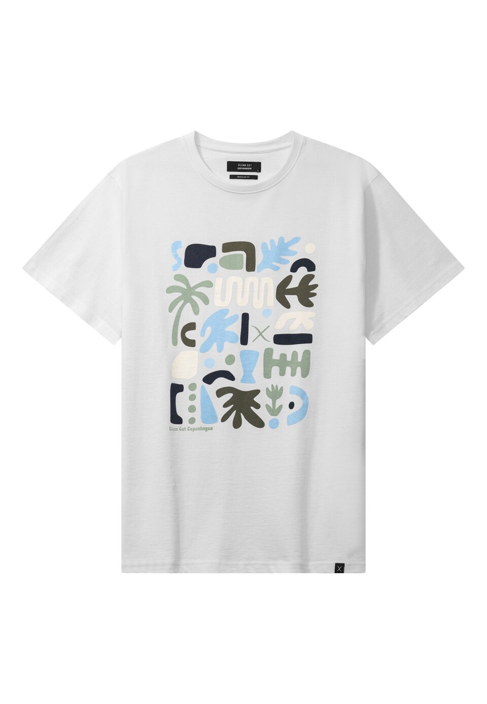 T-shirt 'Huberto' beige / ljusblå / oliv