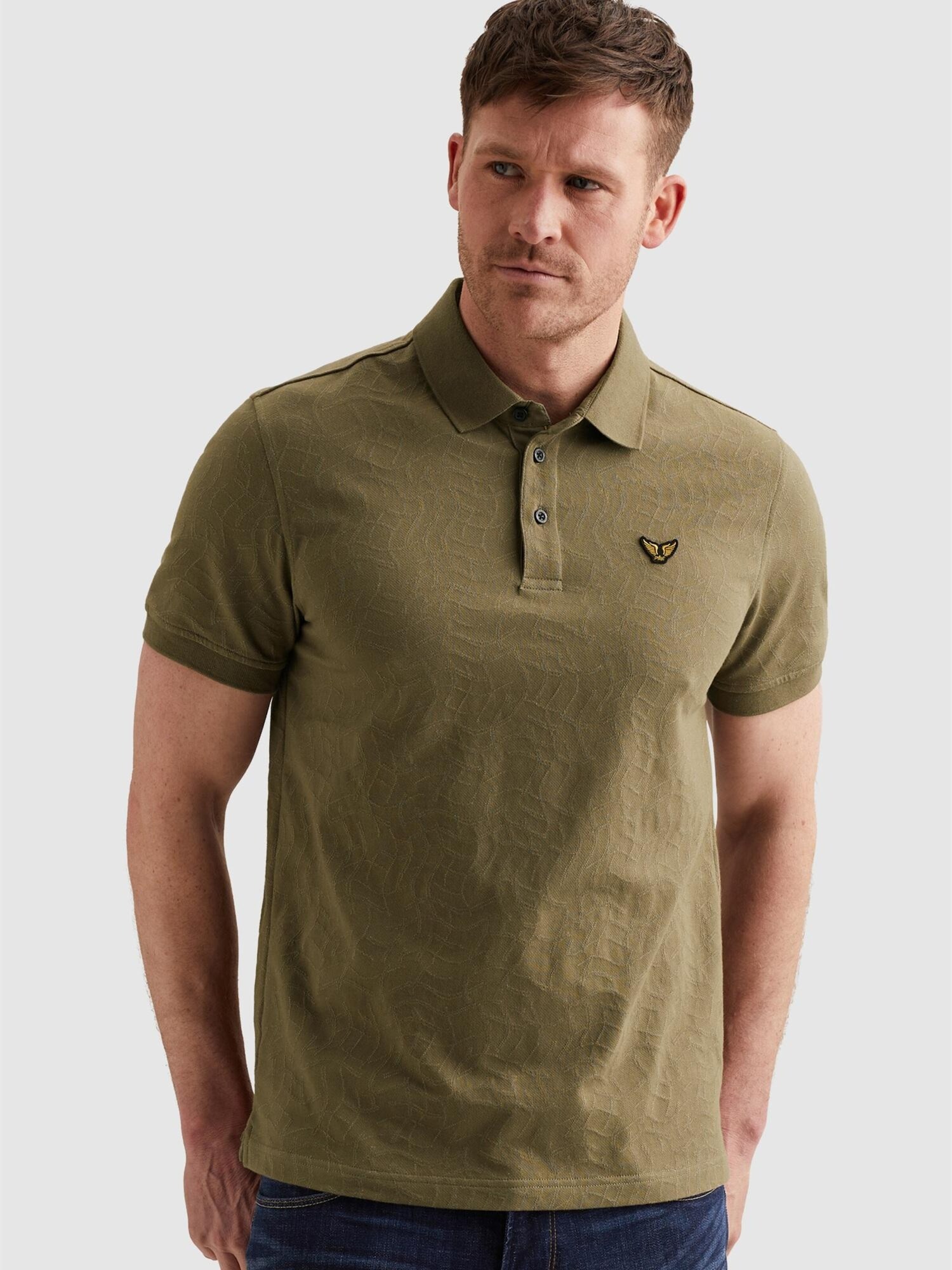 T-shirt 'Polo shirt in jersey with allover jacquard pattern'
