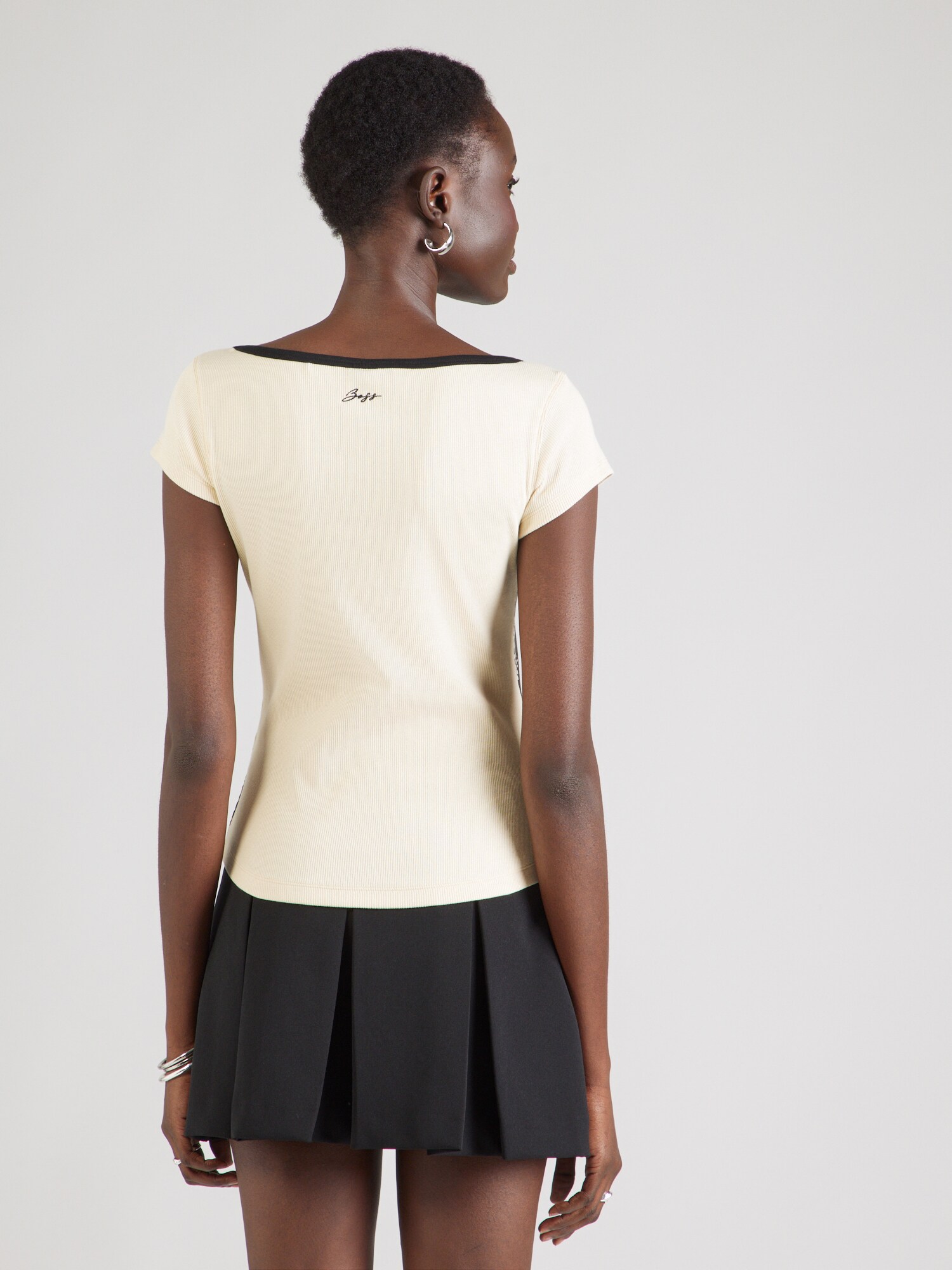 BOSS Camiseta 'C_Etine_1'  amarillo pastel / negro – imagen 3