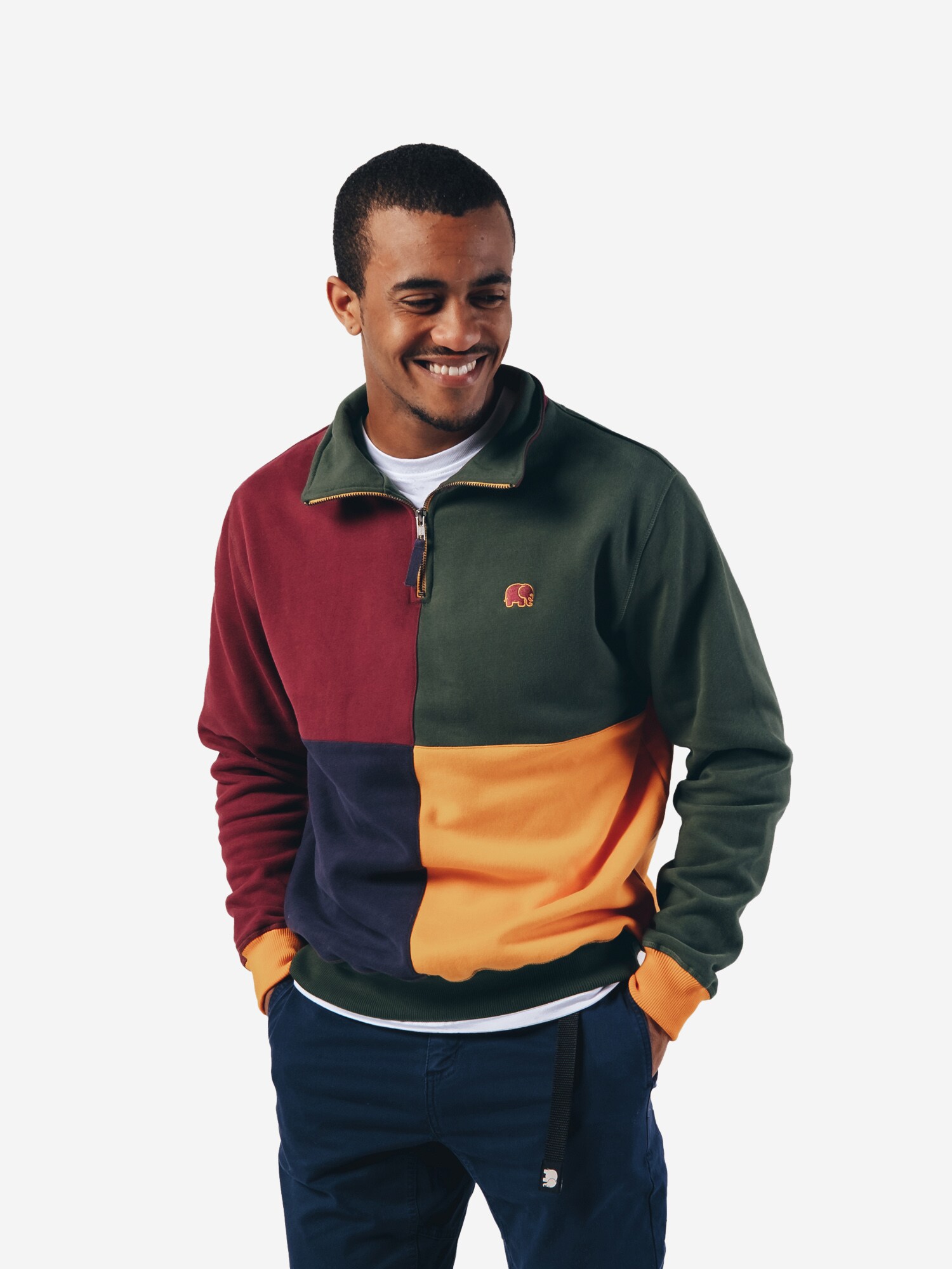 Trendsplant Tréning dzseki ' COLOR BLOCK '  sötétzöld / piros termék 2. képe