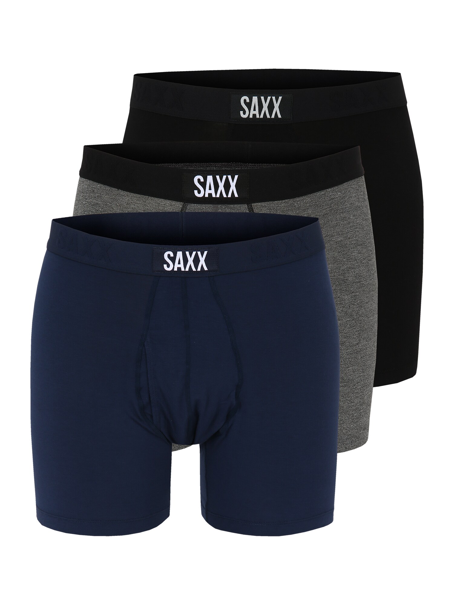 SAXX Sportinės trumpikės juoda / balta / tamsiai mėlyna / margai pilka