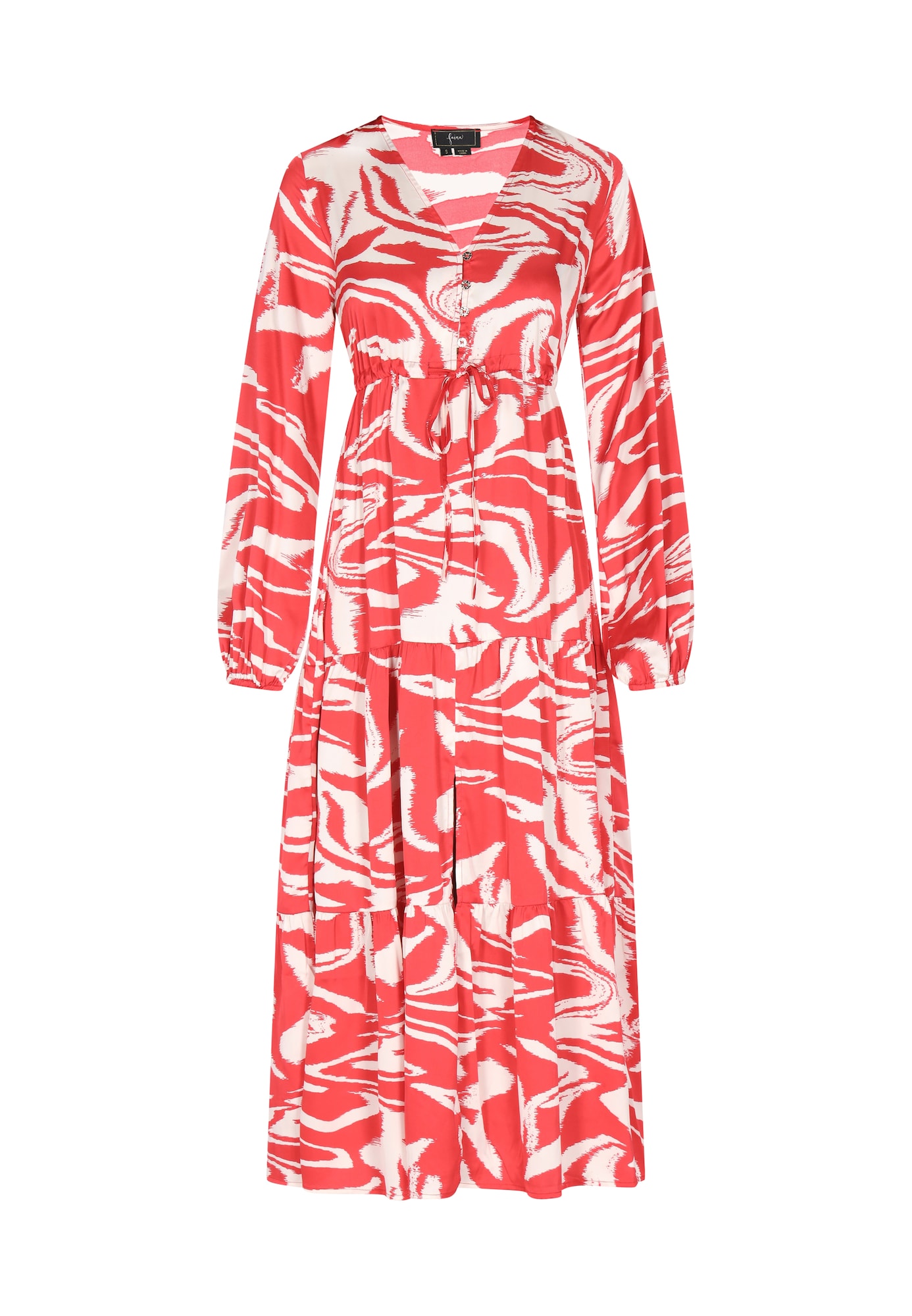 faina Rochie  roșu / alb lână