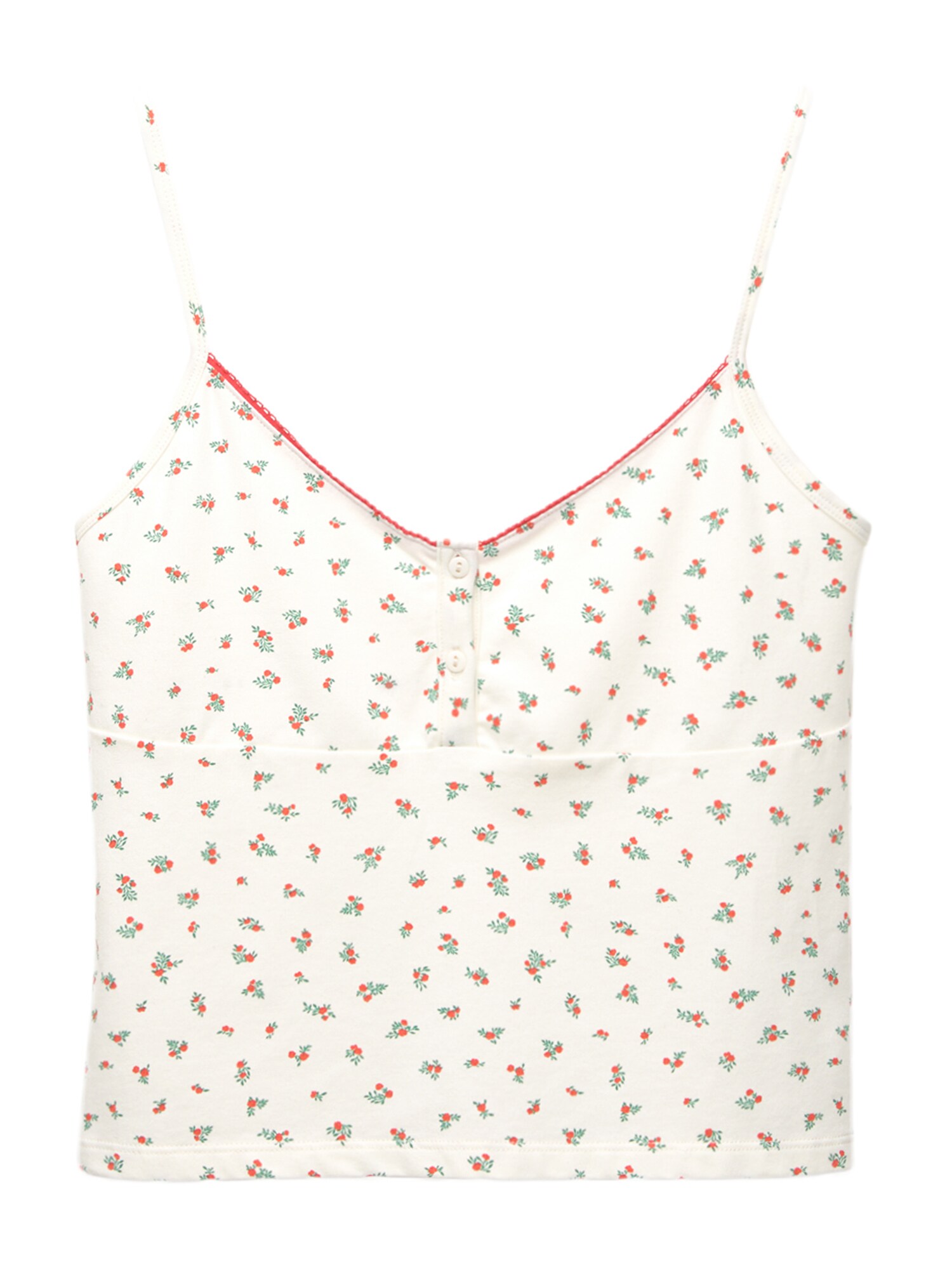 Pull&Bear Top  világos bézs / nád / piros akciós termékkép 1