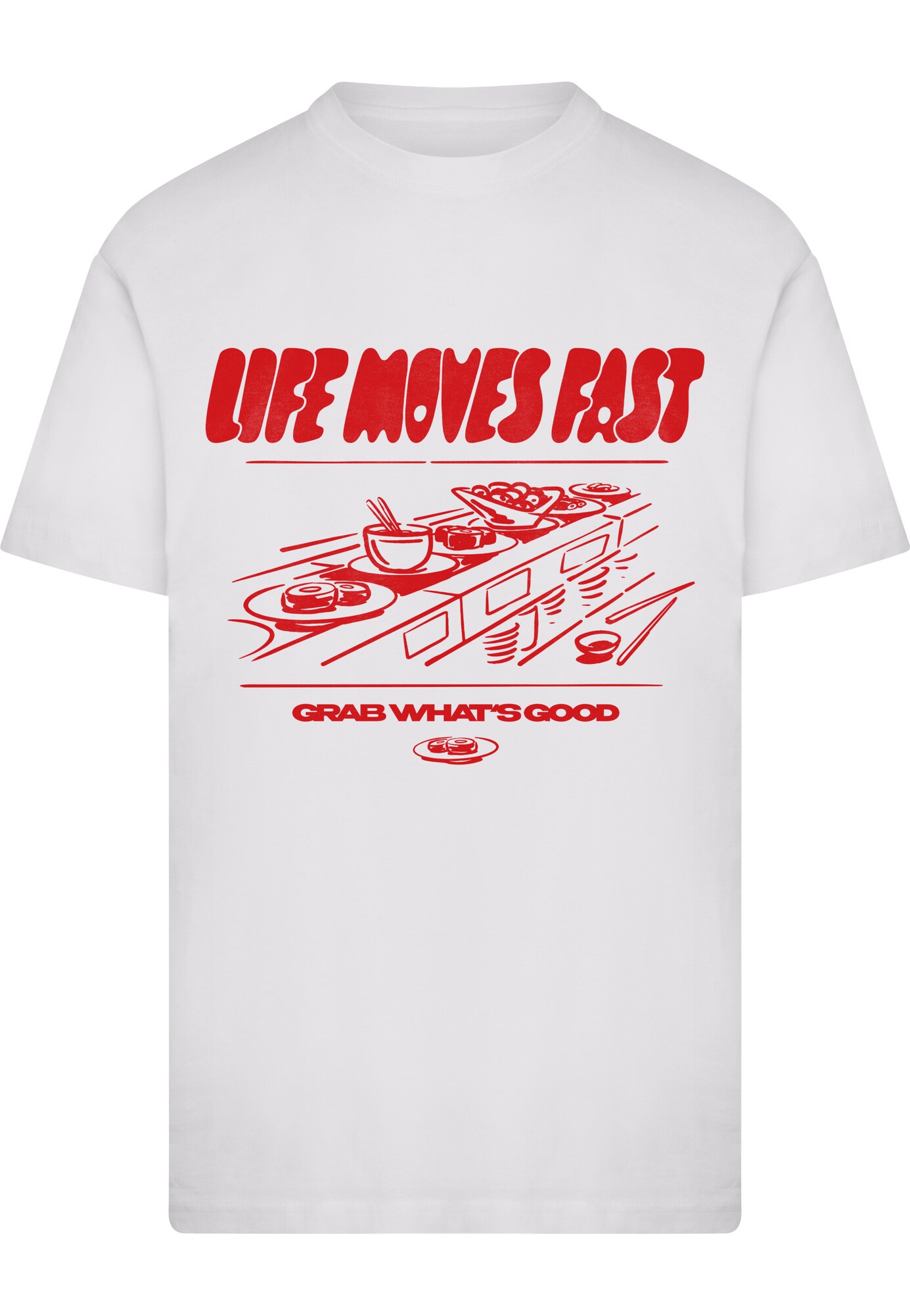 Mister Tee Tričko 'Life Moves Fast Grab What is Good'  červená / biela