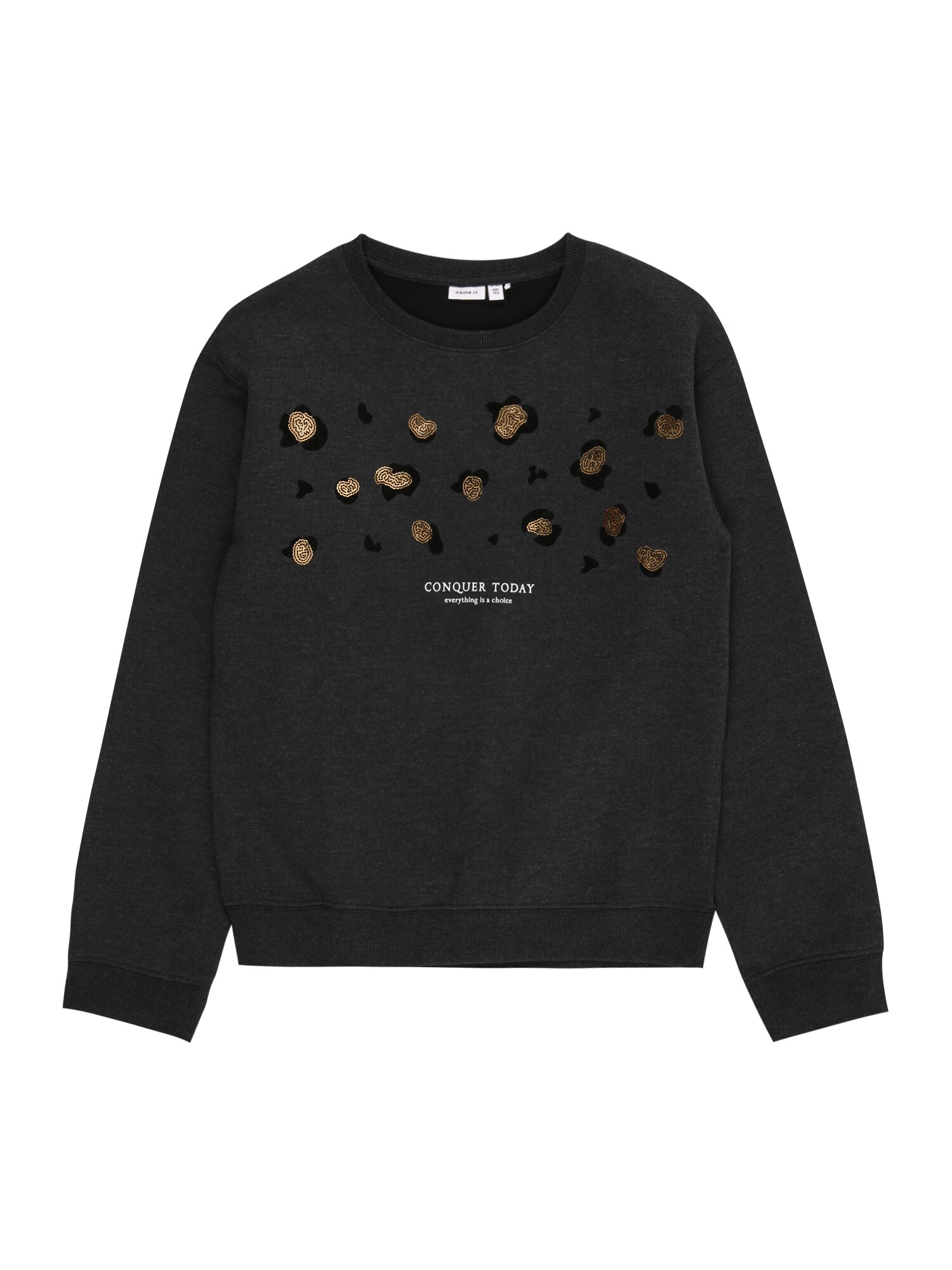 NAME IT Megztinis be užsegimo 'SOAD'  juoda / auksas