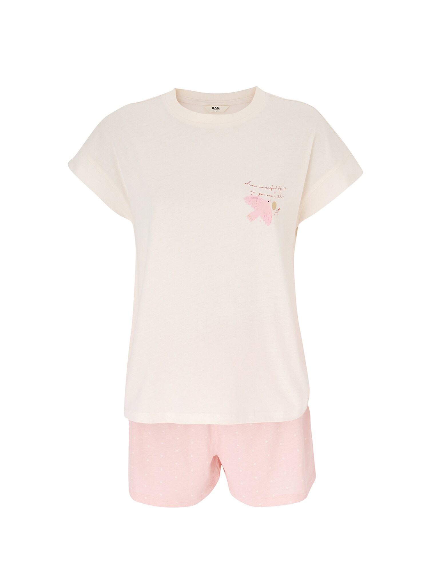 Dagi Pijama de pantalón corto  ecru / rosa