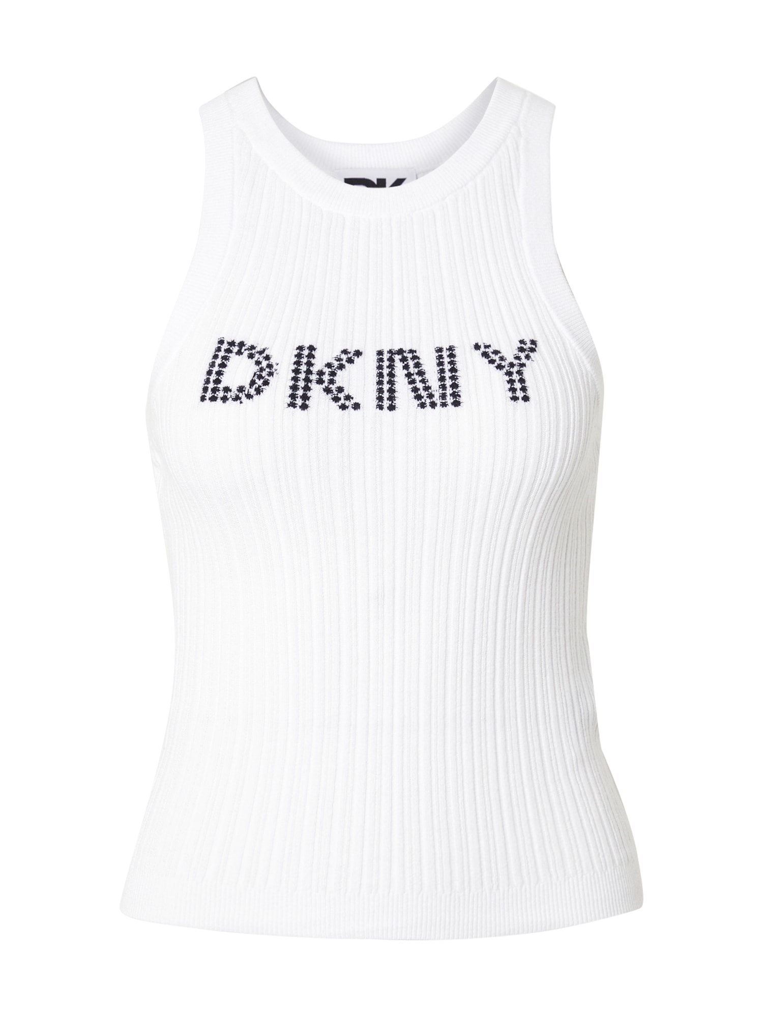 DKNY Top brodat  negru / alb