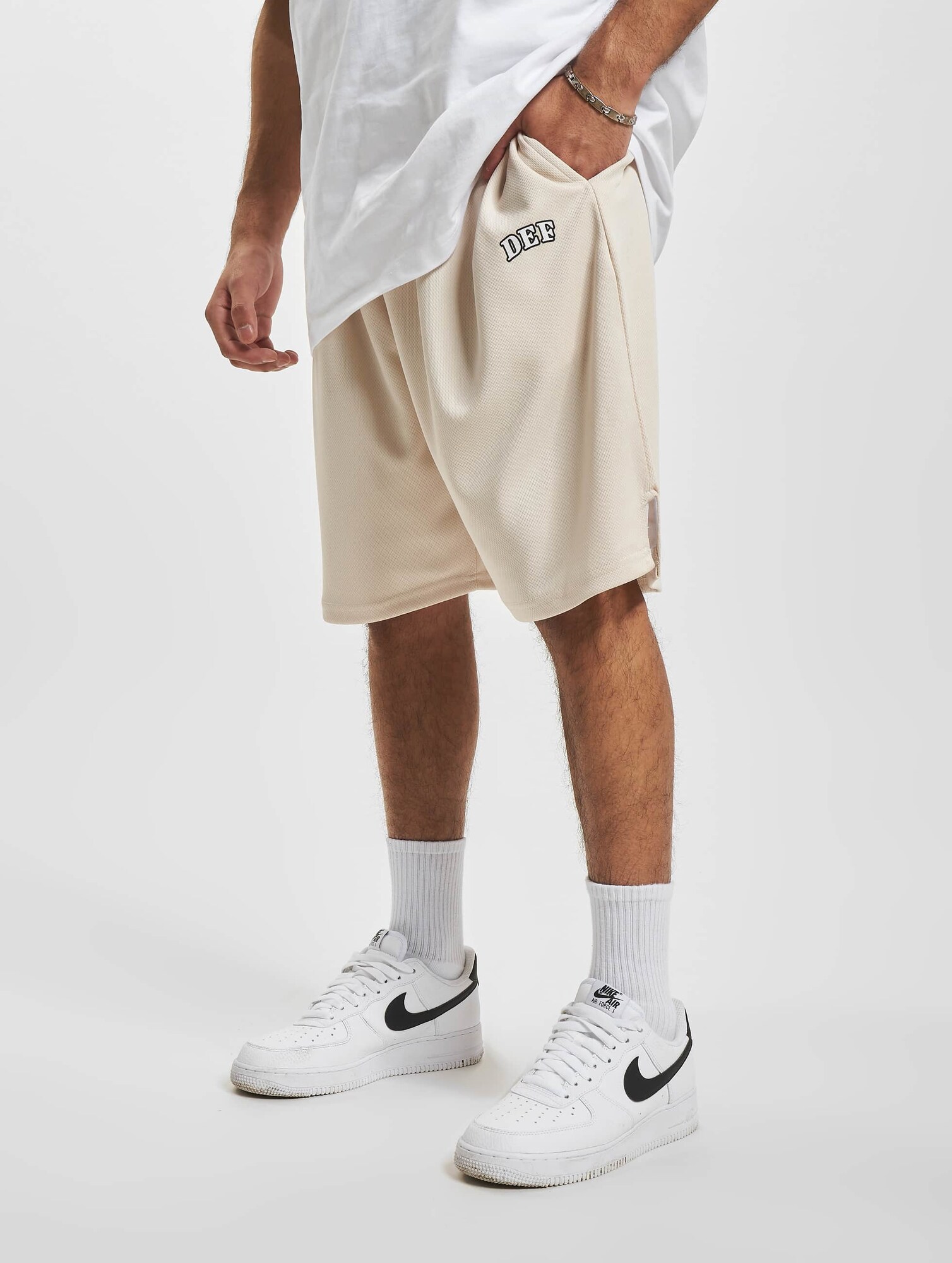 DEF Pantaloni  crem / negru