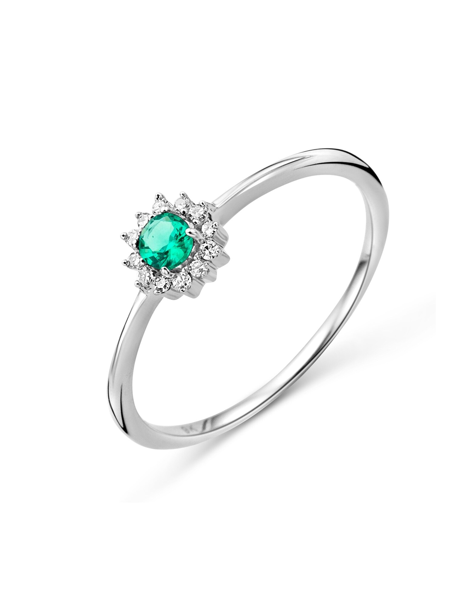 DIAMANT LETERNEL Prsten 'Ring aus 375 Weißgold mit Diamant mit Smaragd' srebro