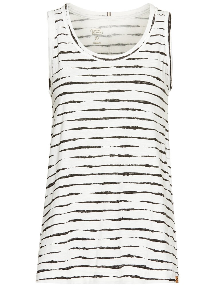 CAMEL ACTIVE Leichtes Baumwoll-Top mit Streifenmuster Damen Größe M dunkelgrau