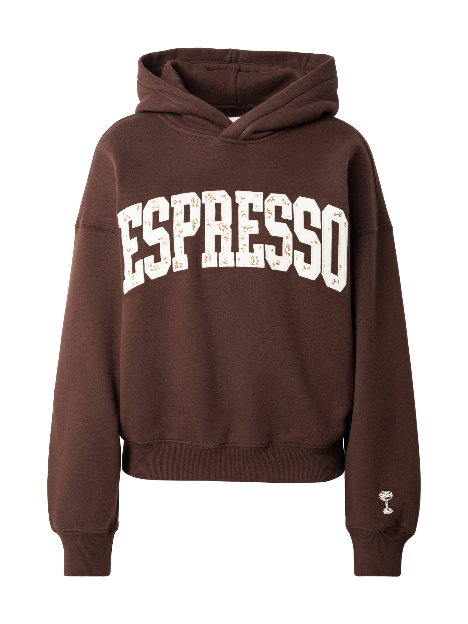 Abercrombie & Fitch Bluză De Molton Ciocolatiu / Sepie / Alb-image