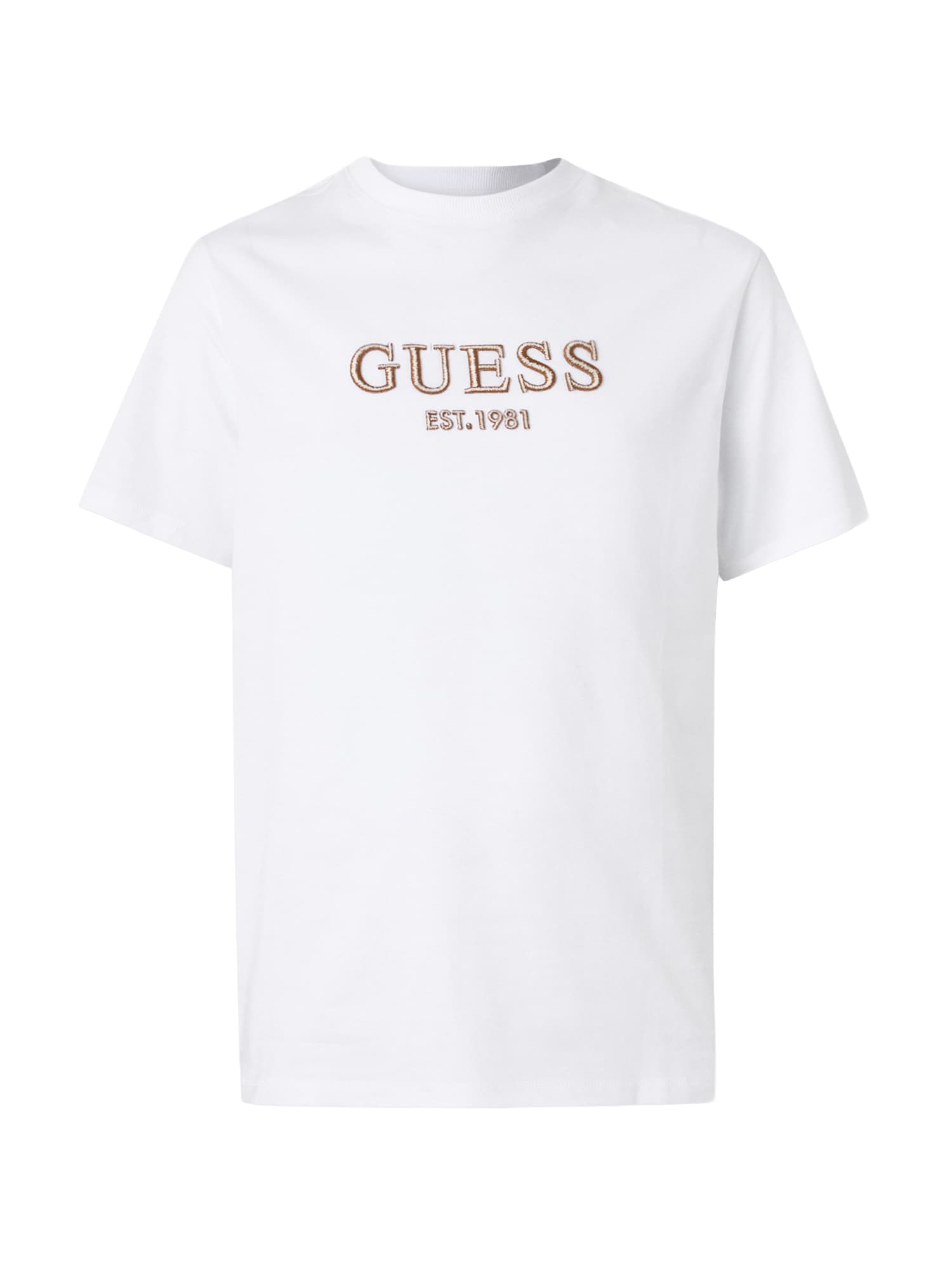 GUESS Tricou  maro / alb