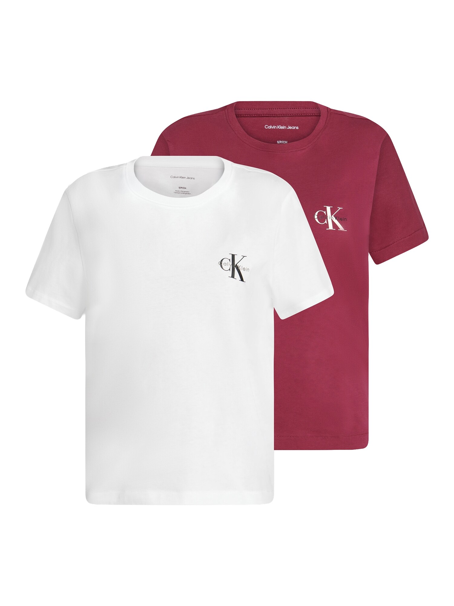 Calvin Klein Jeans Tričko  vínovo červená / biela