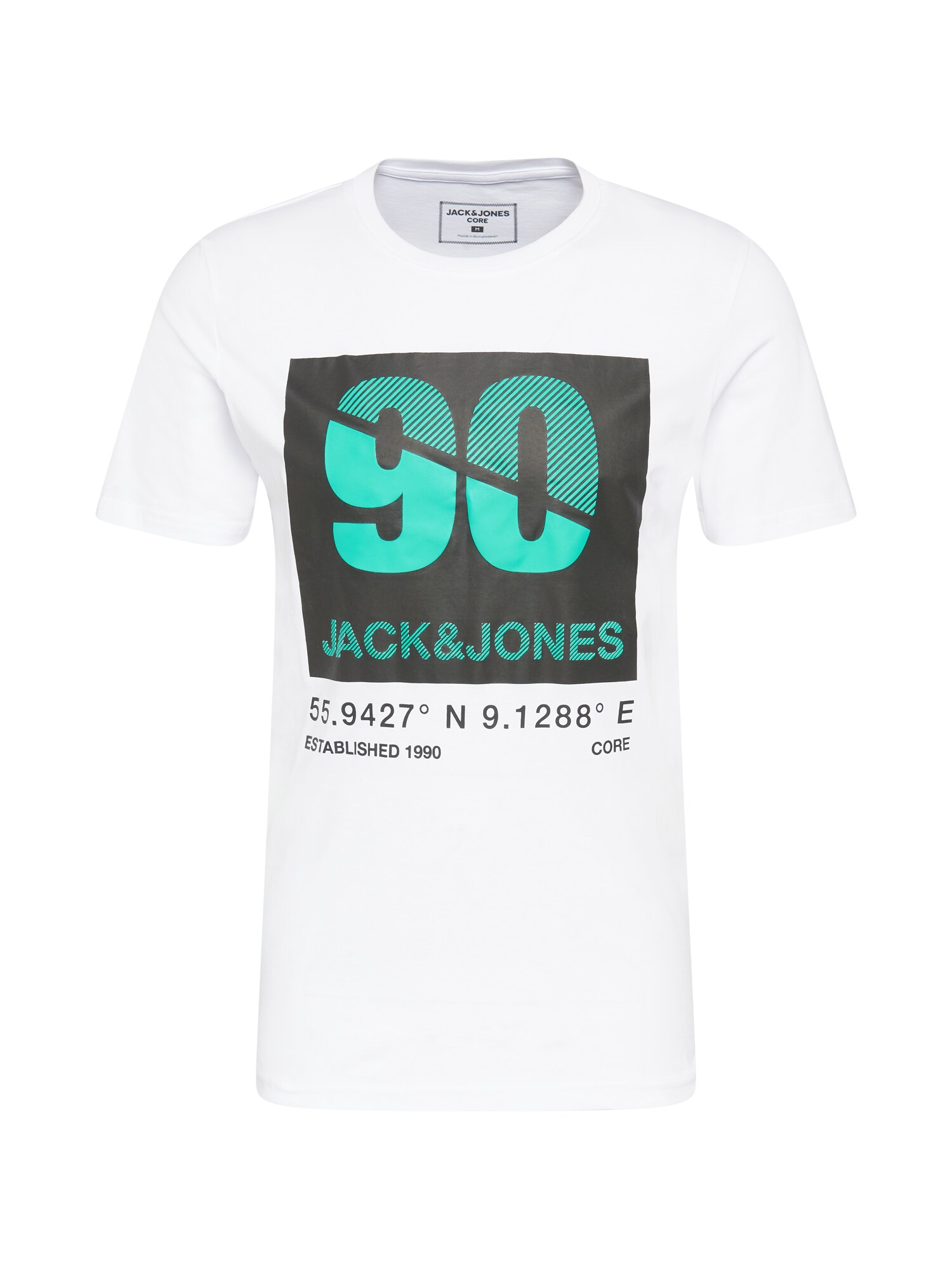 JACK & JONES Marškinėliai 'Chris-Gibs'  balta / juoda / turkio spalva